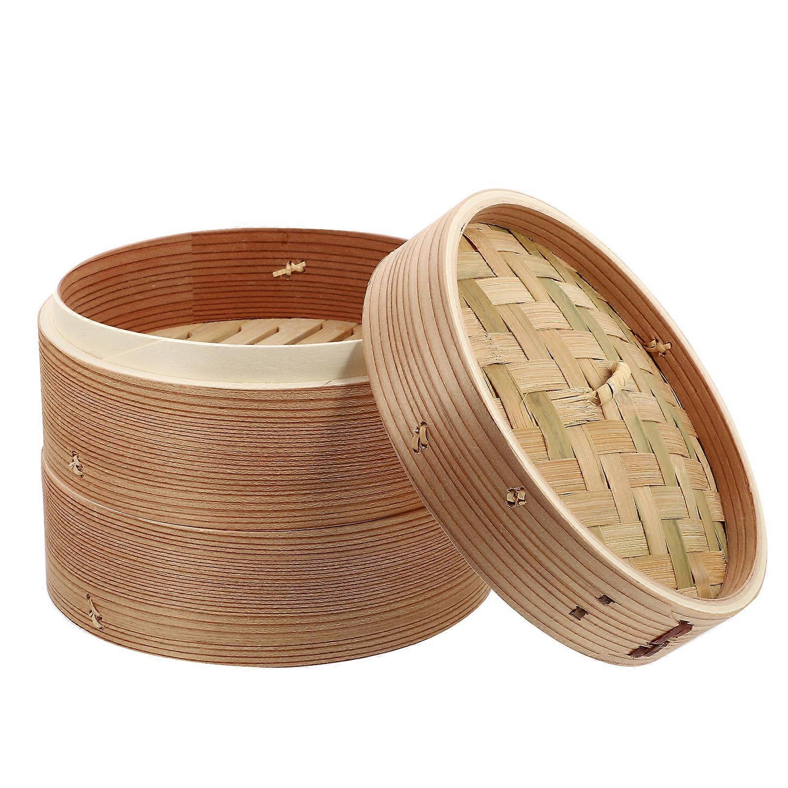 Wooden Food Steamer Basket with Lid for Dumplings, Dim Sum, and Buns – Easy to Clean Kitchen Tool for Healthy Cooking
