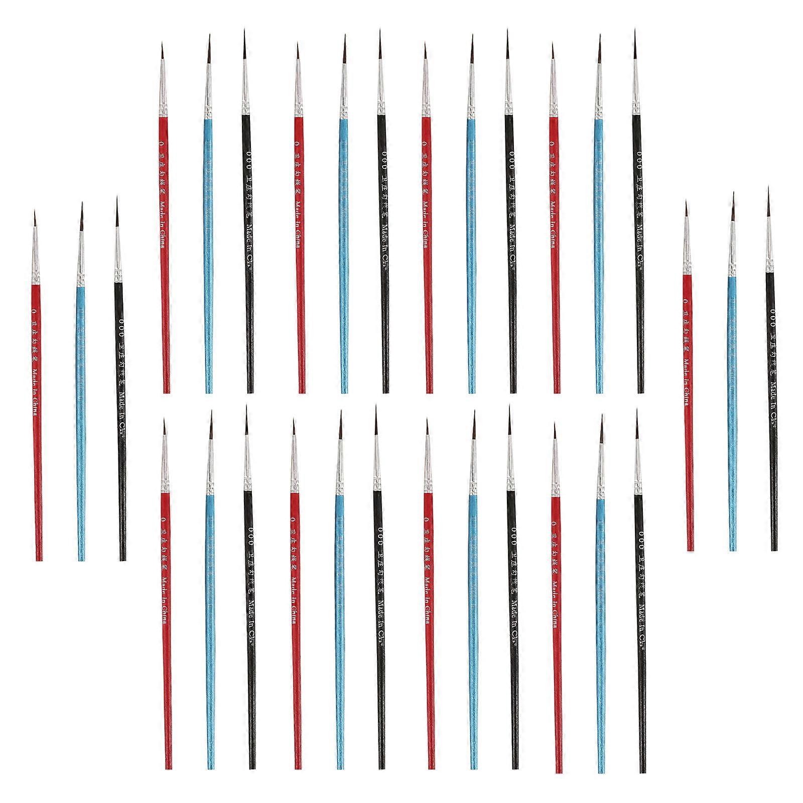30Pcs Fine Detail Paint Brush Set for Painting Use with Nylon and Wood Assorted Color