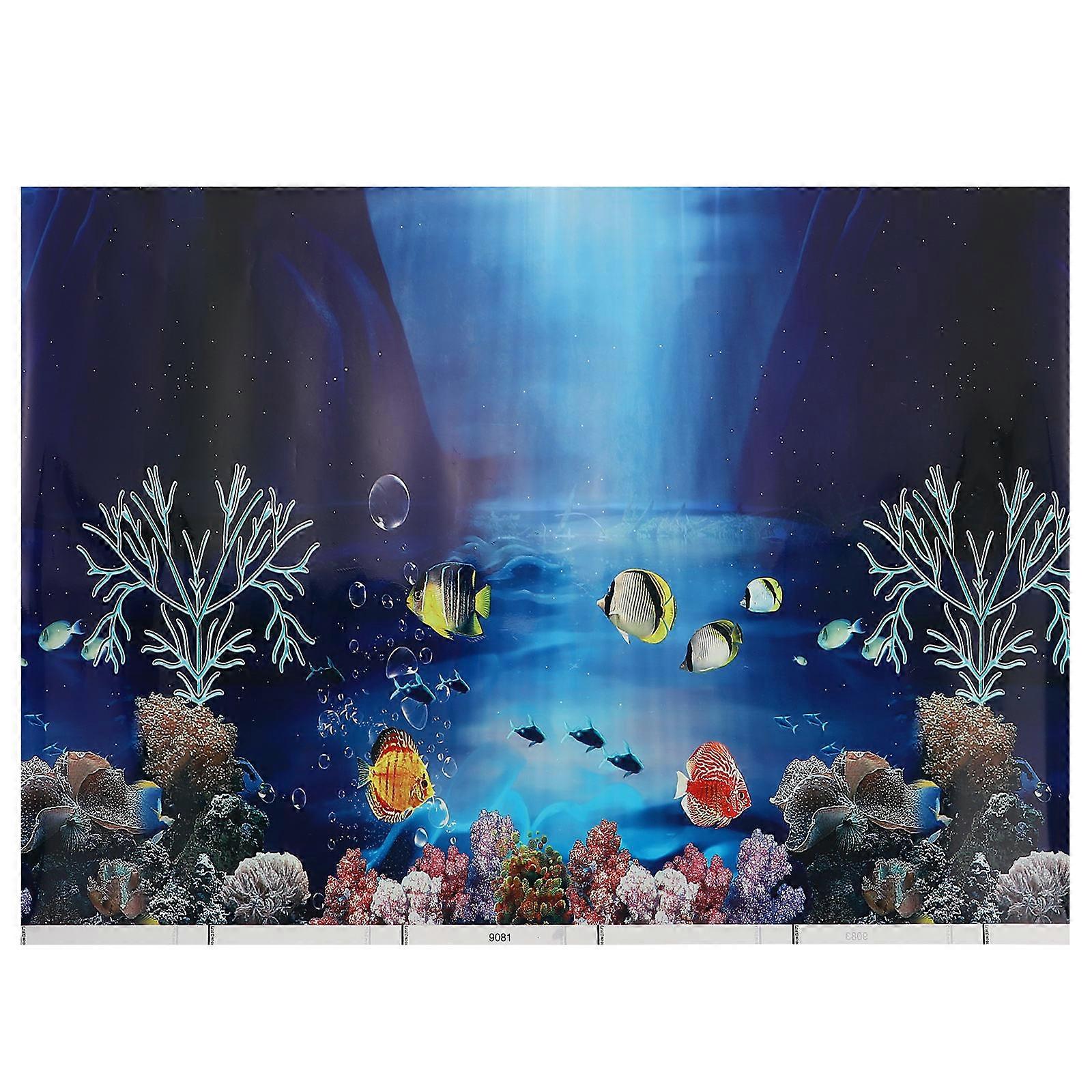 Aquarium Decorations Fish Tank Background Sticker Underwater Theme 3D Realistic Effect Multi 52X40X0.1CM 1Pack