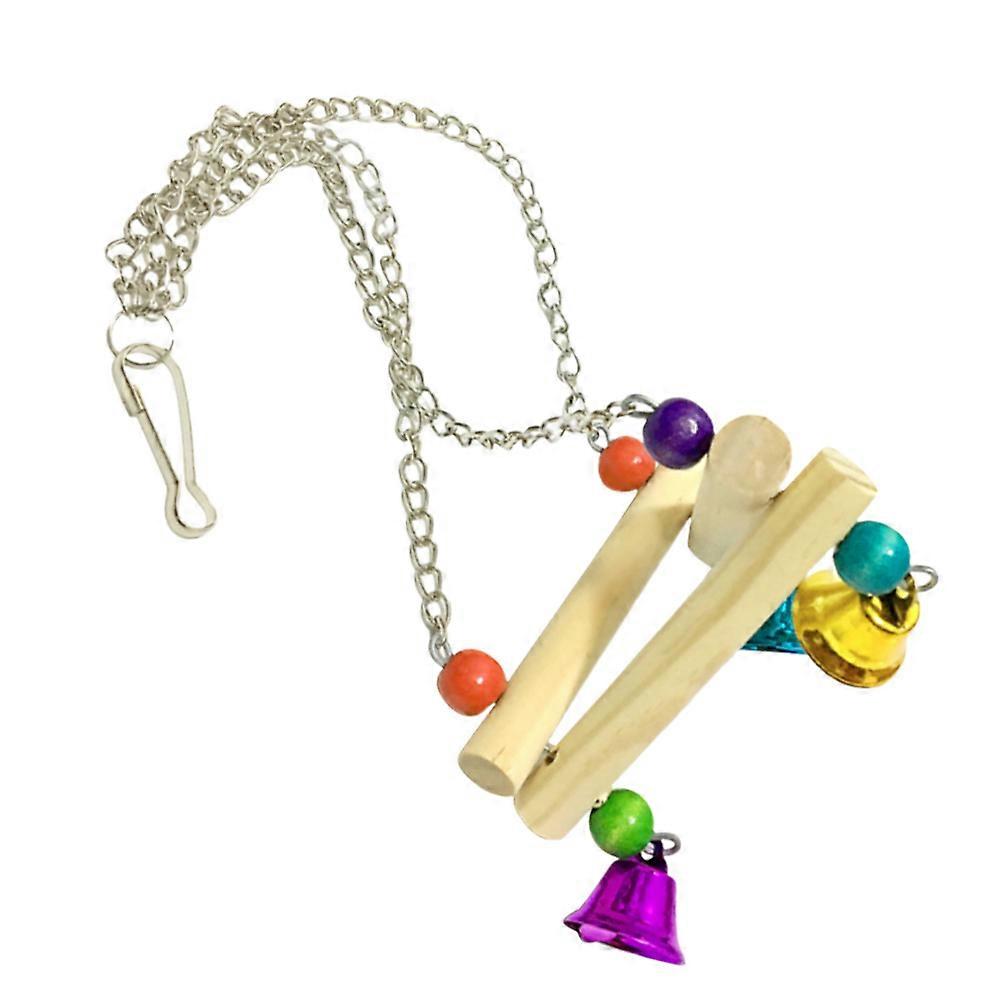 Triangle Standing Swing for Birds Made of Wood Perfect for Pet Playing with Colorful Design 6.5x6.5x12 Inch