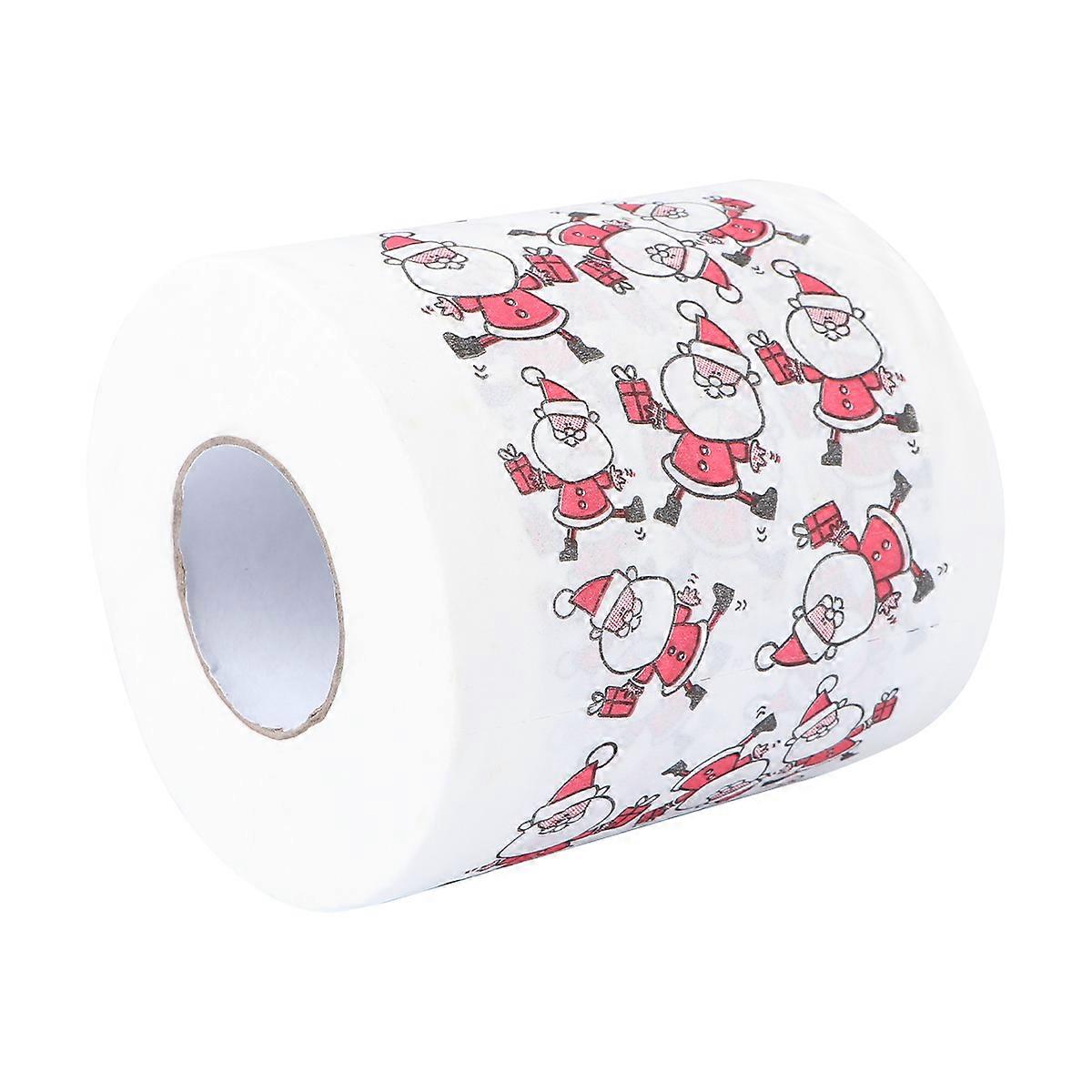 Santa Claus Printed Tissue Toilet Paper for Home Use 1 Roll White
