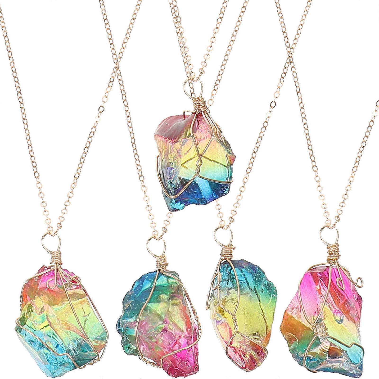 Natural Crystal Stone Hanging Decoration Irregular Shaped Stone Charms Artistic Design For Gifting Occasions Home Car 5Pcs