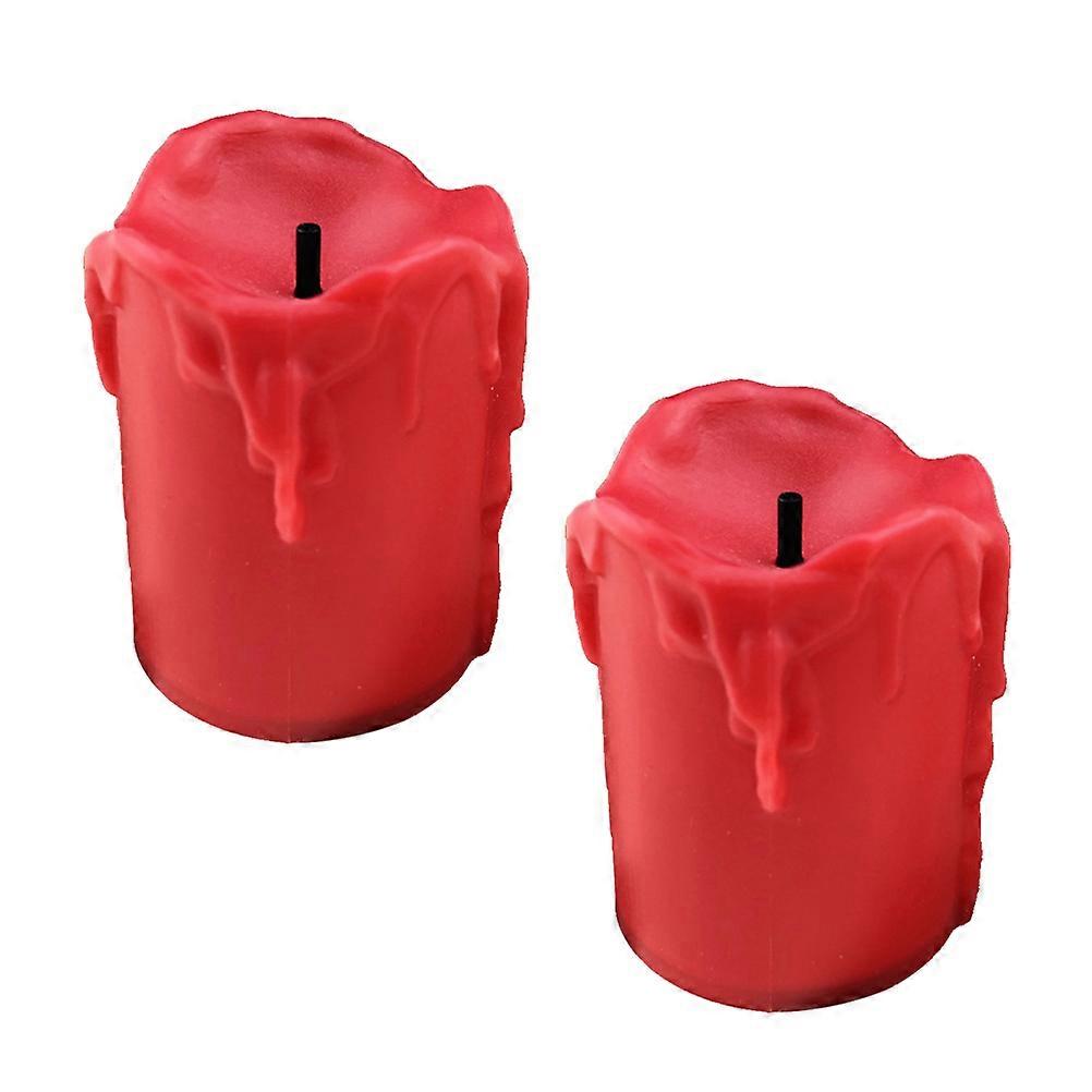Candle Lamps Electronic LED Lights for Romantic Decor 2Pcs Red Shell