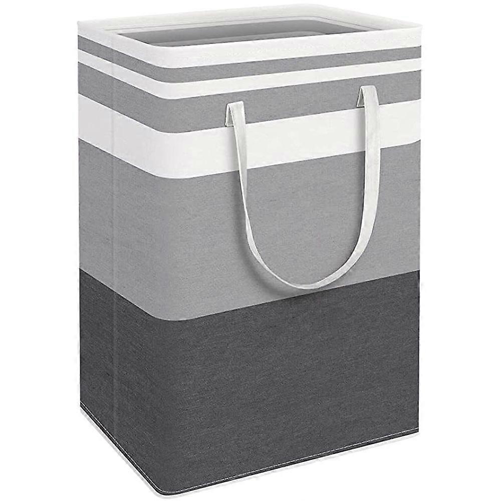 Large Capacity Clothes Holder Rectangular Cotton Linen Blend Portable Folding Basket White 1Pack