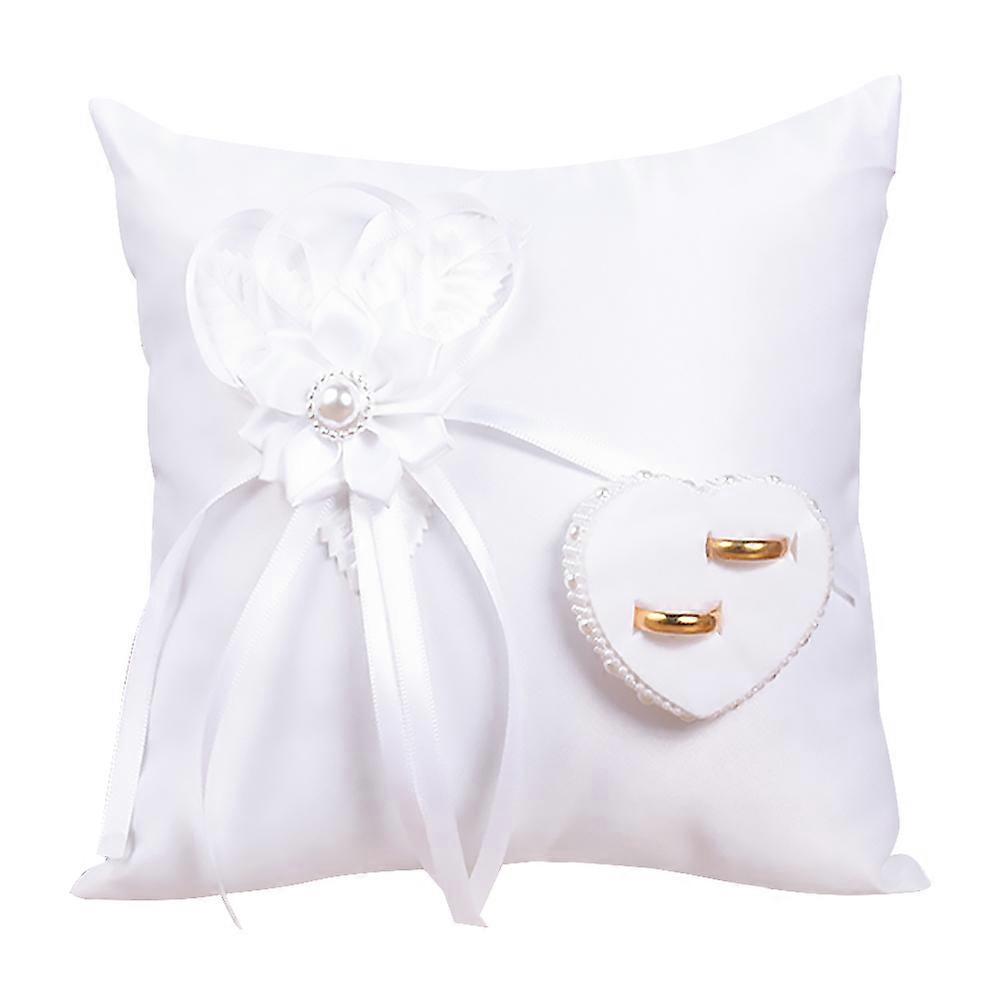 1pc Square Ring Pillow with Floral Design for Ring Bearer and Marriage in White