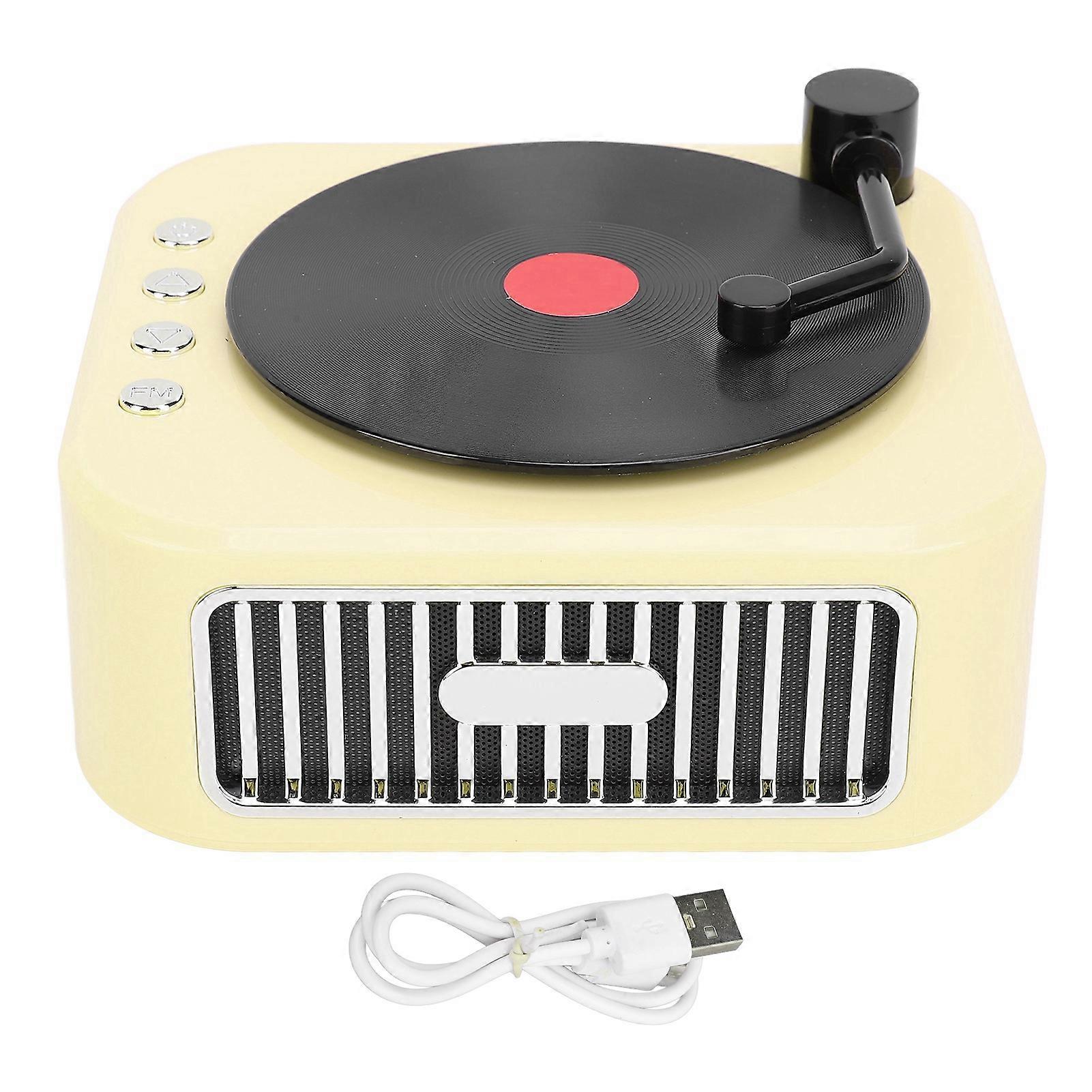 Bluetooth Record Player Style Speaker Wireless Vintage Design Cute Look Immersive Sound Support Up to 32GB TF Card 800mAh Battery