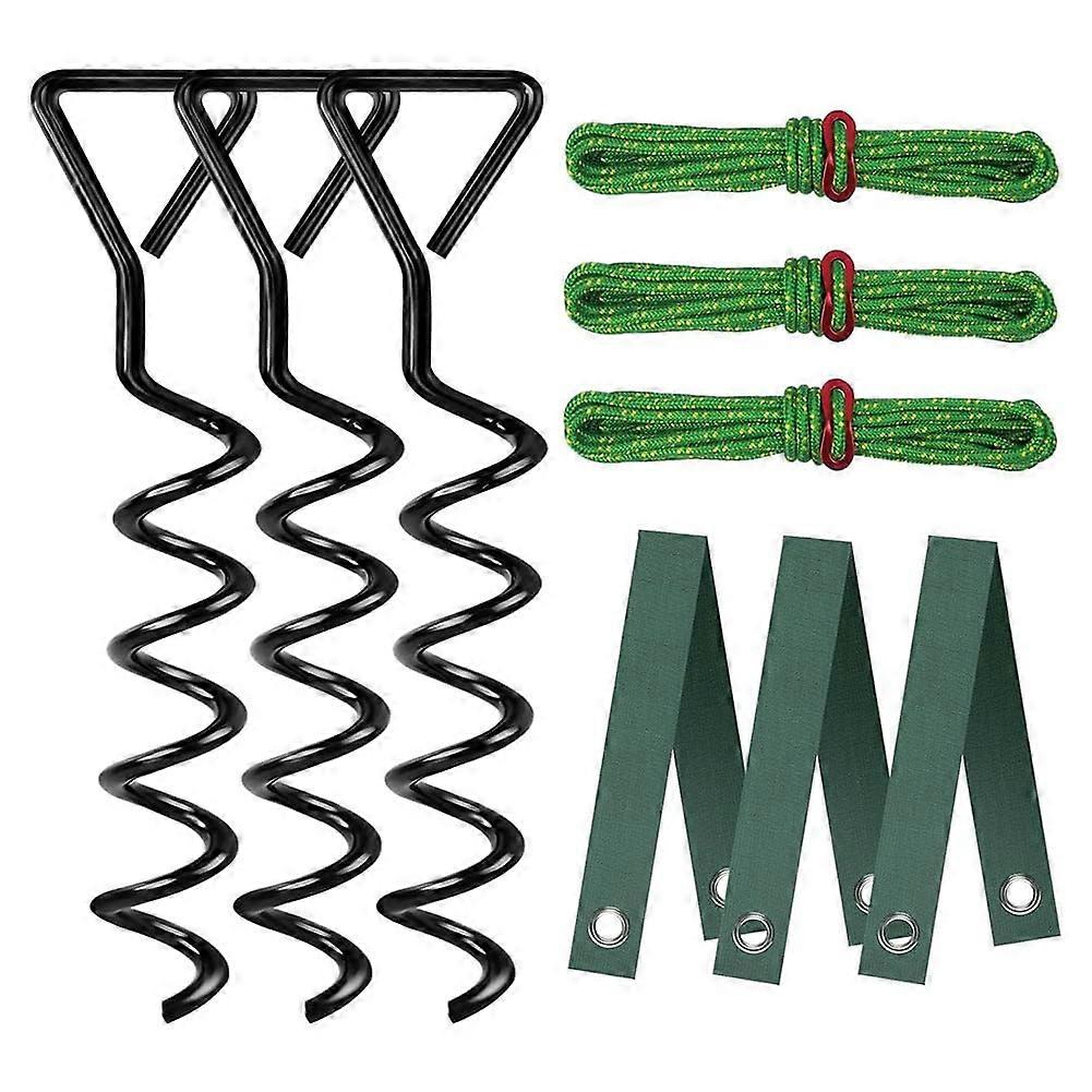 Tree Stake Set, Sturdy Spiral Tree Stakes and Supports for Straightening Leaning Trees, Black