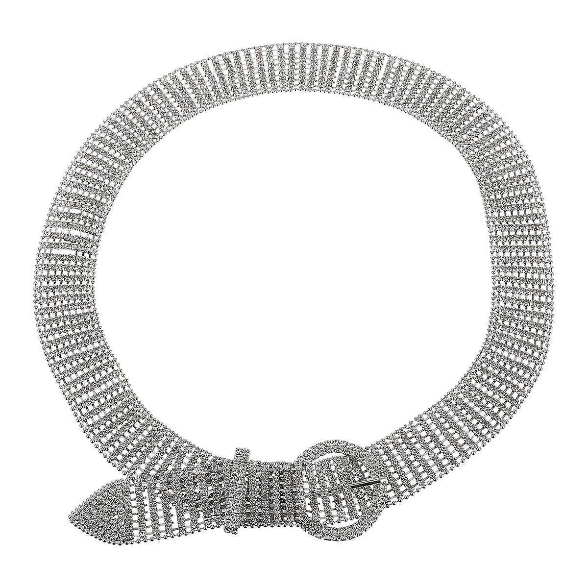 1Pc Alloy Women Waistband Round Buckle Rhinestone Belt Decorative Versatile Belt