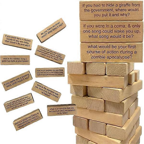 Icebreaker Question Game Tumbling Tower, 54 pcs Building Game for Parties (Small) Small