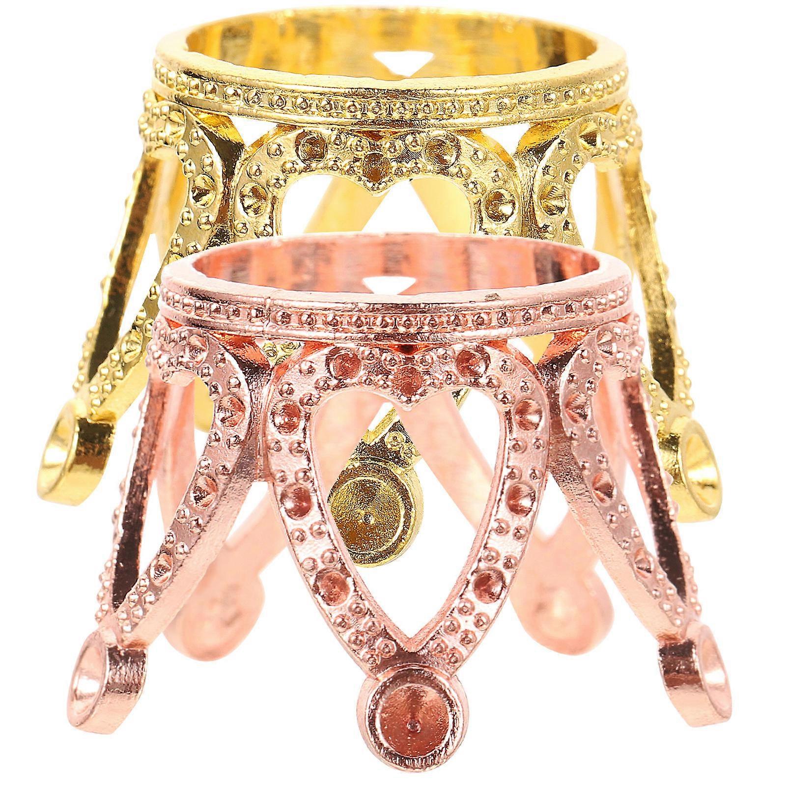 Crown Shaped Crystal Ball Holder Made of Zinc Alloy for Decoration 2 Pcs