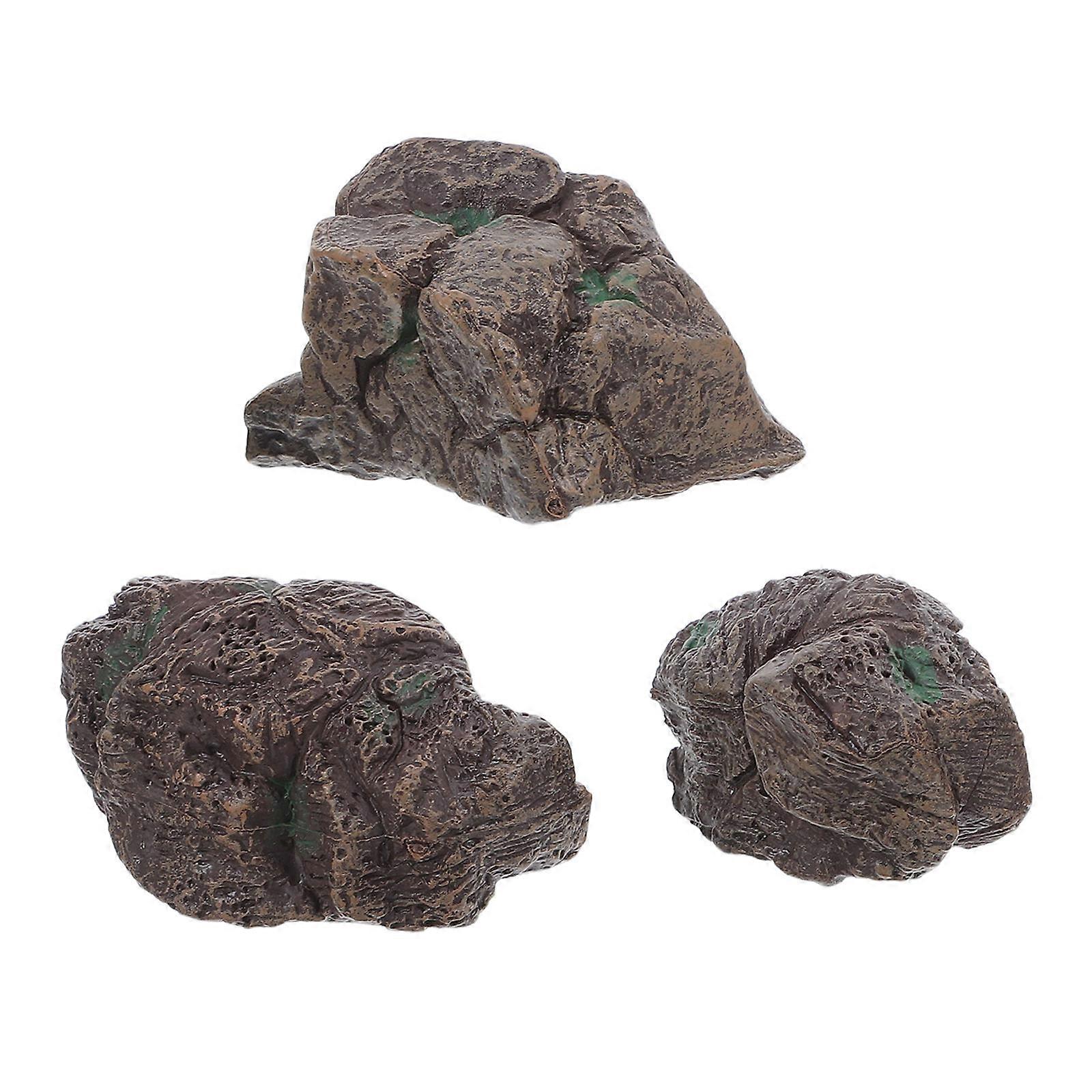 Micro Landscape Stone Rock Set for Fairy Garden with 3Pcs Realistic Simulation