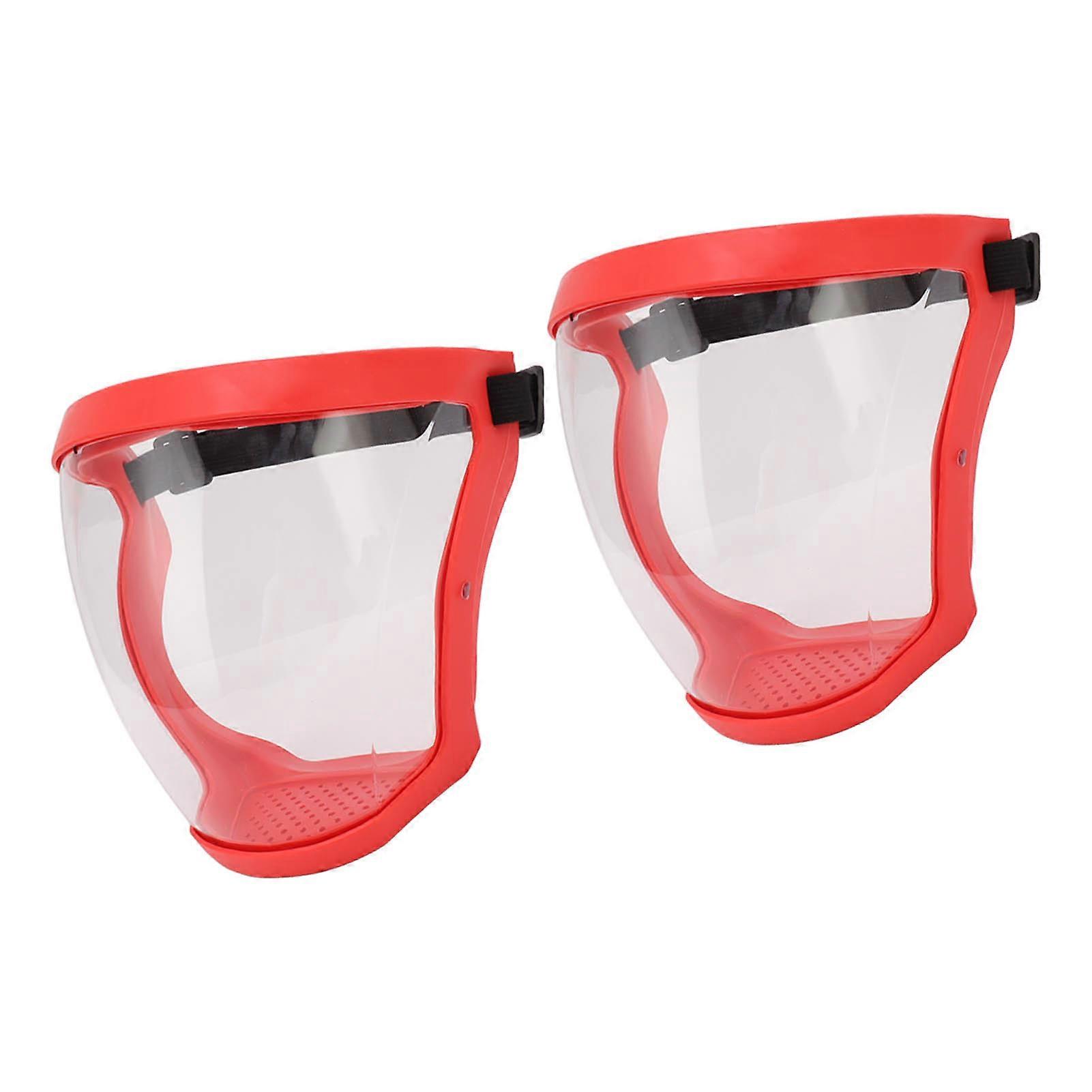 2pcs Protective Face Cover Dustproof Safety Elastic Belt Reusable Face Shield with Filter Cotton Pads Transparent Child Red White 