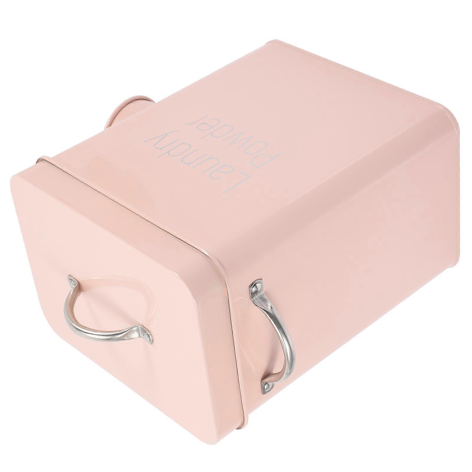 Stainless Steel Laundry Powder Container Lidded Box 23X21CM Laundry Soap Powder Bucket Minimalist Storage 1Pcs