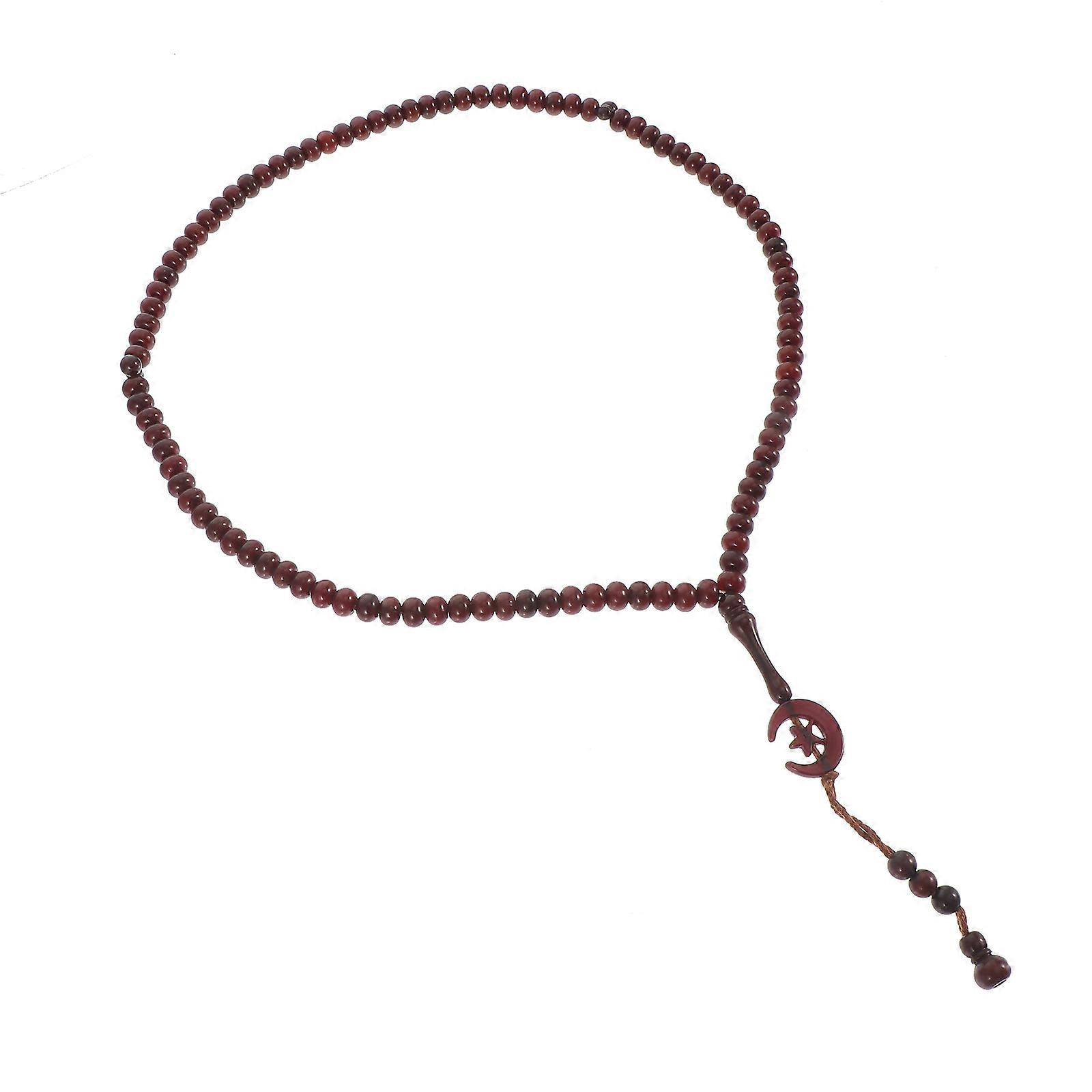 Muslim Prayer Beads Rosary For Meditation And Worship 44X0.85CM Brown Delicate Design 1Pcs