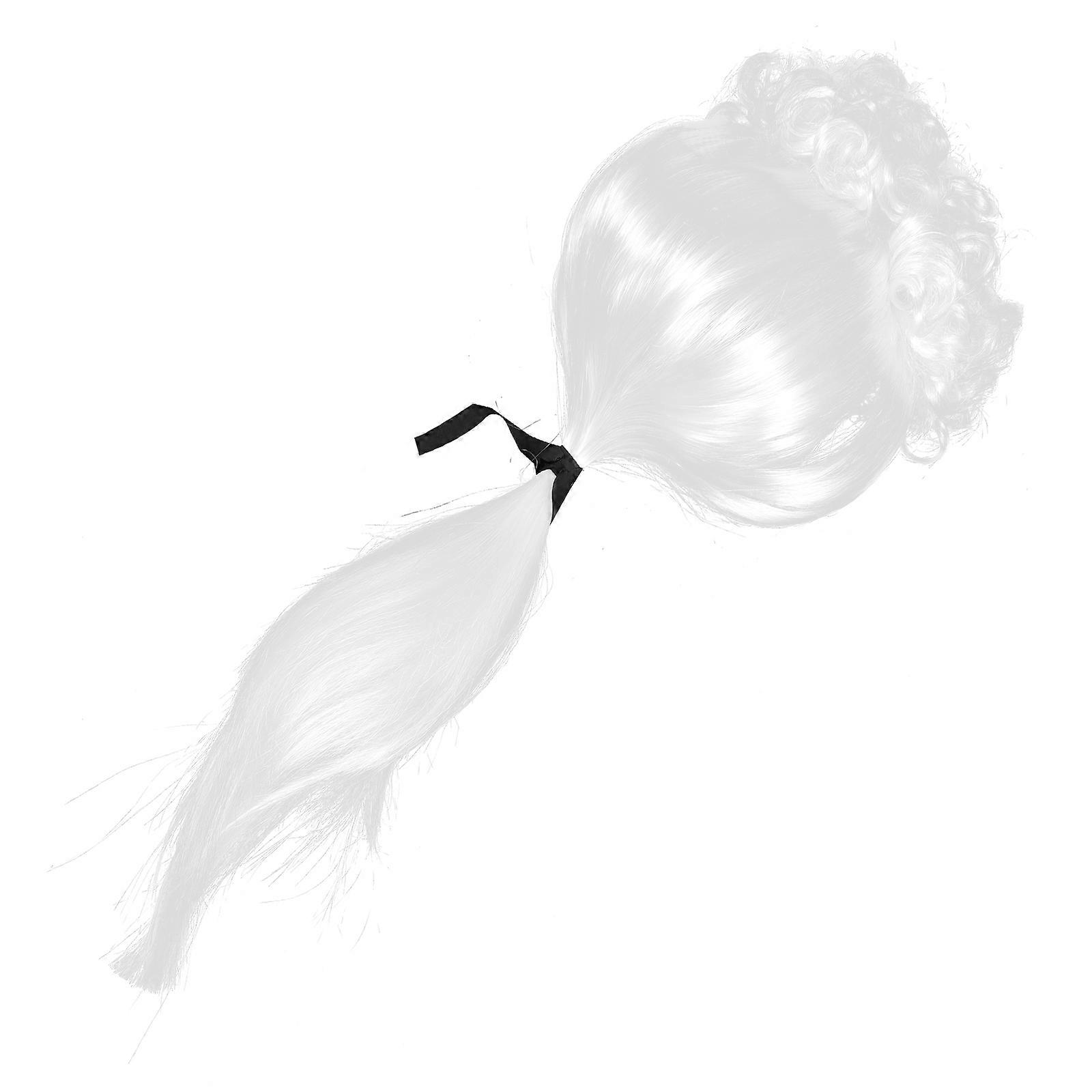 Cosplay Wig for Adults and Kids White Prestyled with Ribbon and Ponytail PP Material Long Curly 23.6 Inches