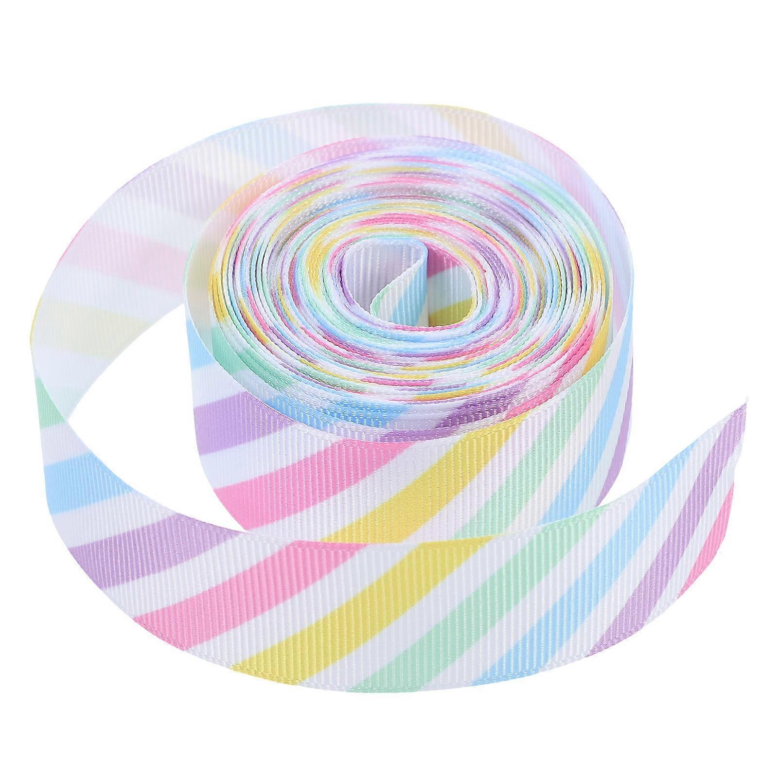 Easter Decorations Wide Striped Ribbon Colorful Bow Making 2.5Cm Width 5 Yards Durable Crafting 1 Roll