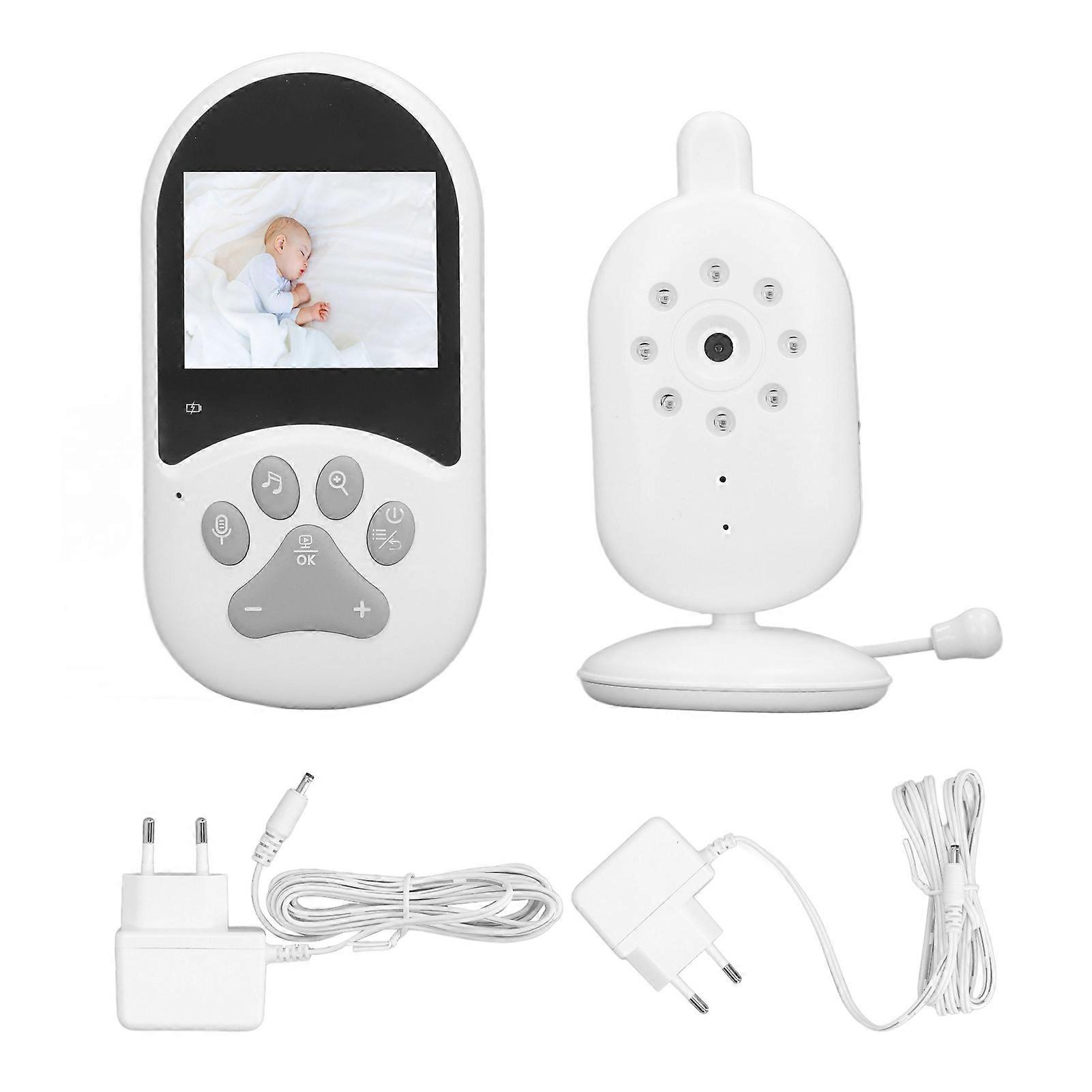 Baby Monitor 2.4in Screen Night Visible 60 Degrees Angle 2.4GHz Connection Baby Video Monitor 100‑240V EU Plug