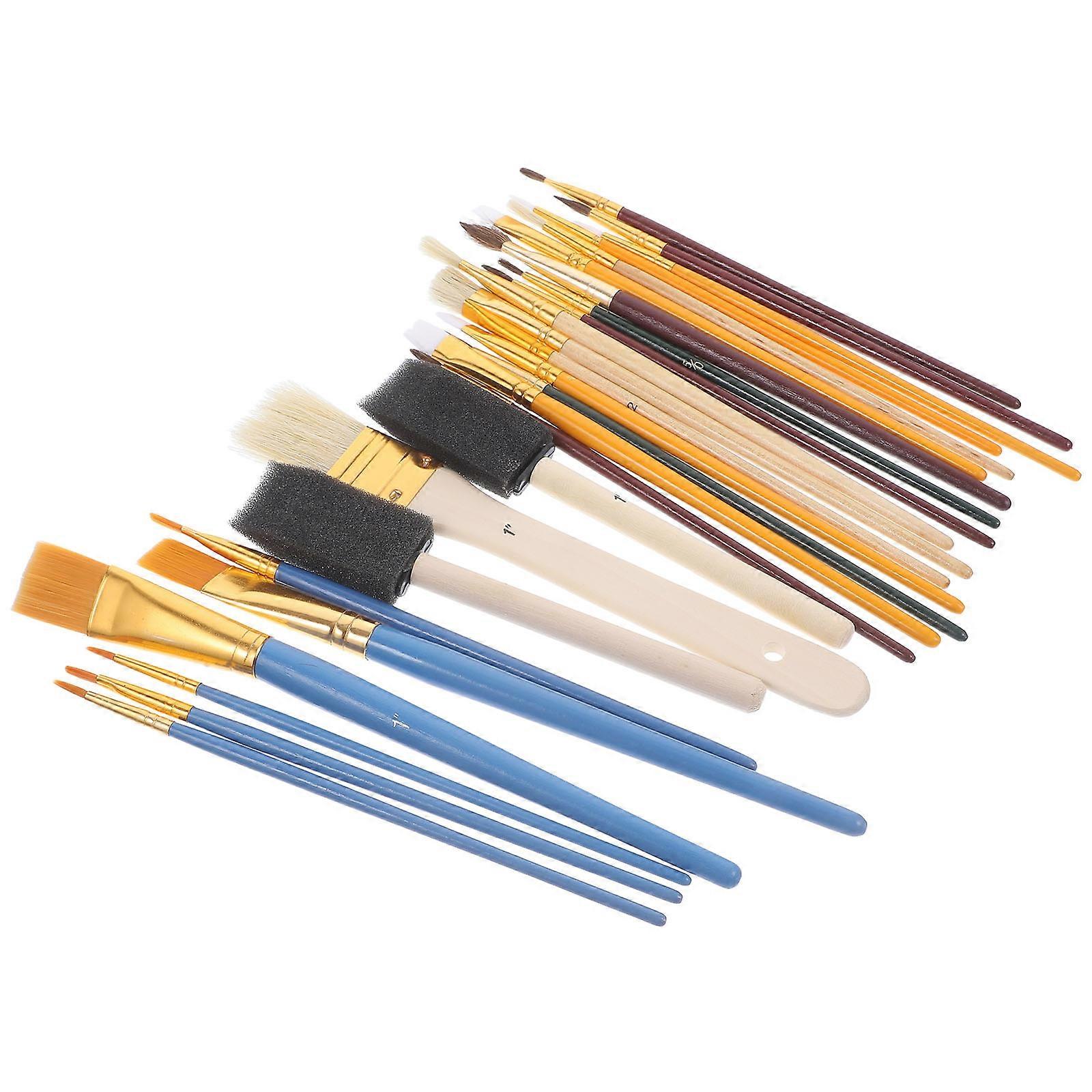 25 Piece Painting Set with Wood Handles for Art Supplies and Fun Use