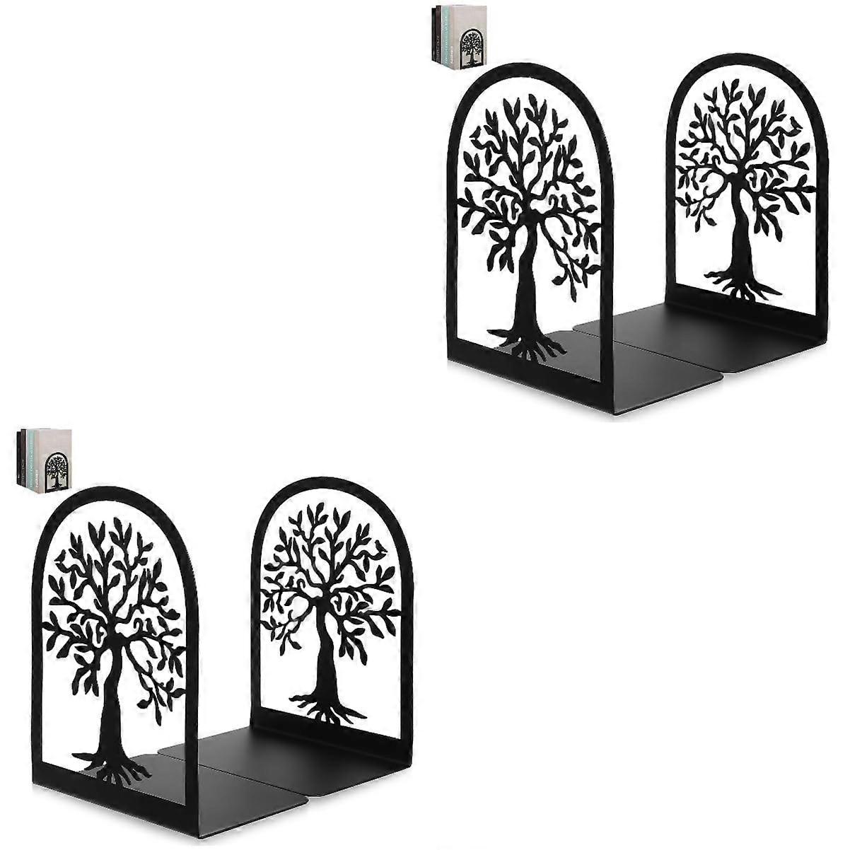 2 Sets of Metal Bookends for Bookshelves, Heavy-Duty, Versatile Use, Libraries and Classrooms, 2 Pieces