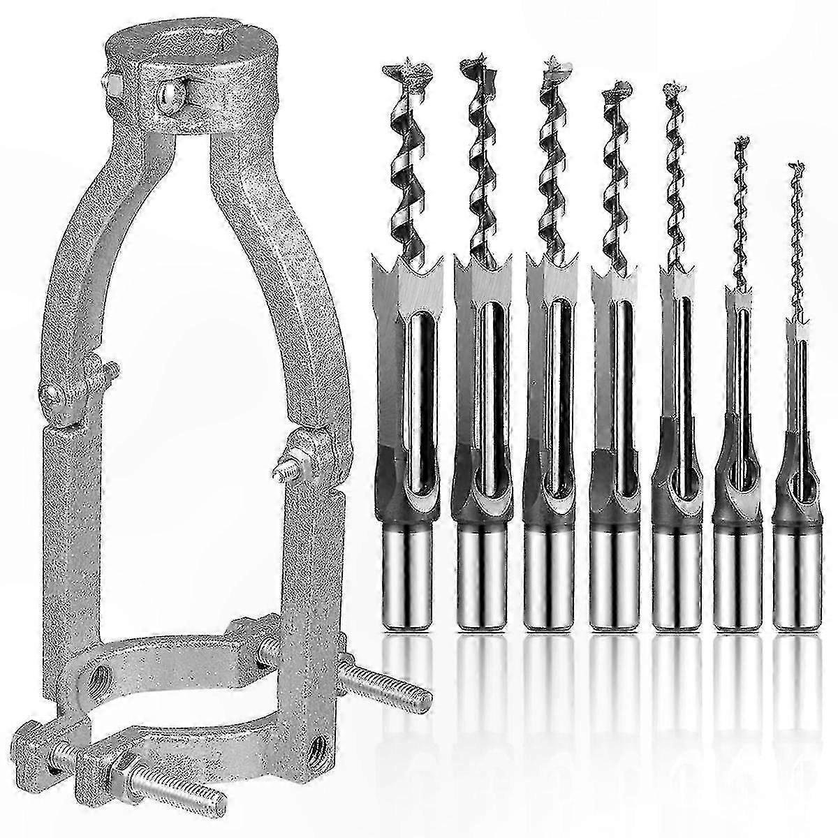 Square Hole Drill Bit Set with Adapter, 7-Piece Mortising Chisel Kit for Power Drills