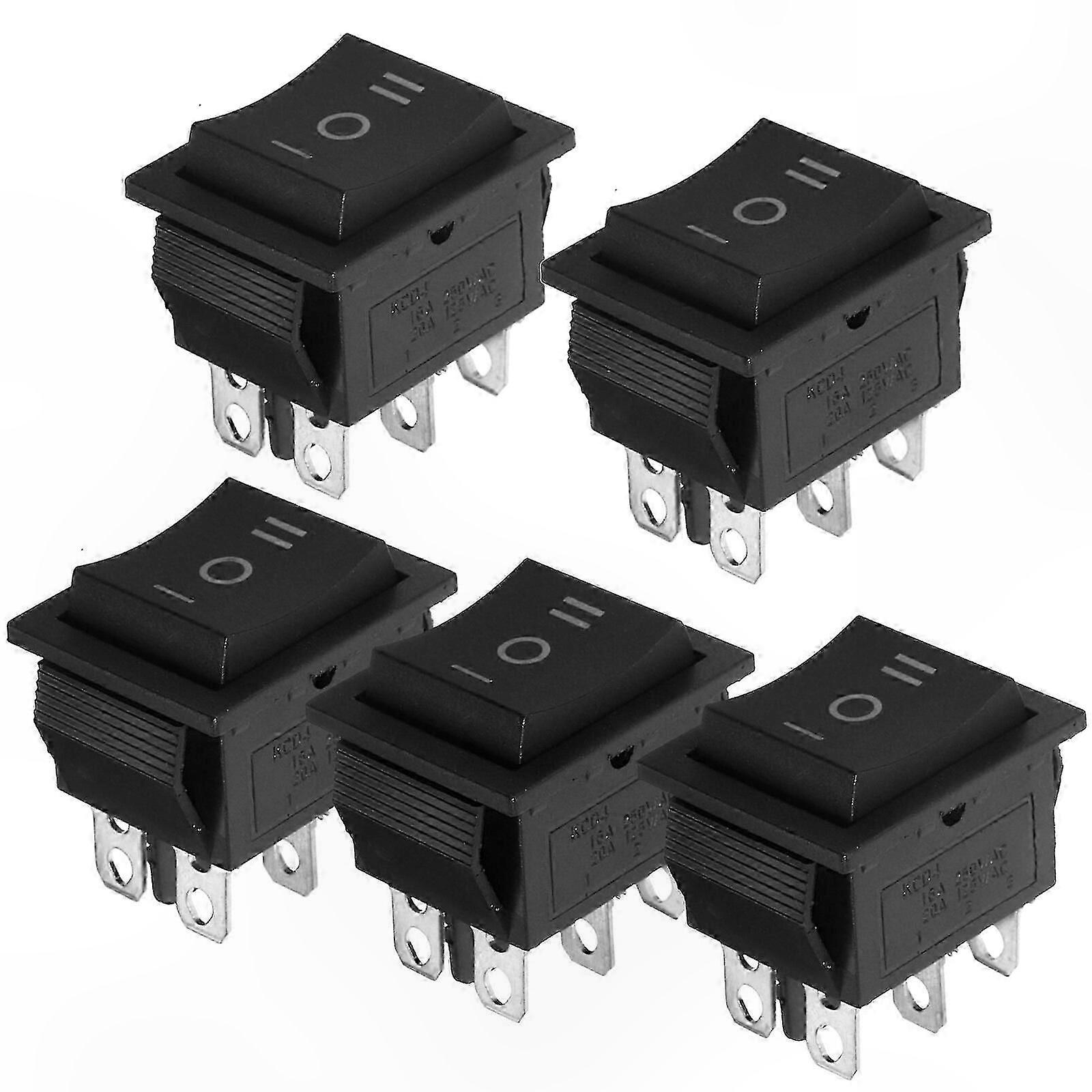 6-Pin 3-Position On/Off Rocker Switches, 16A Toggle Switch for Automotive Use (5 Pack)