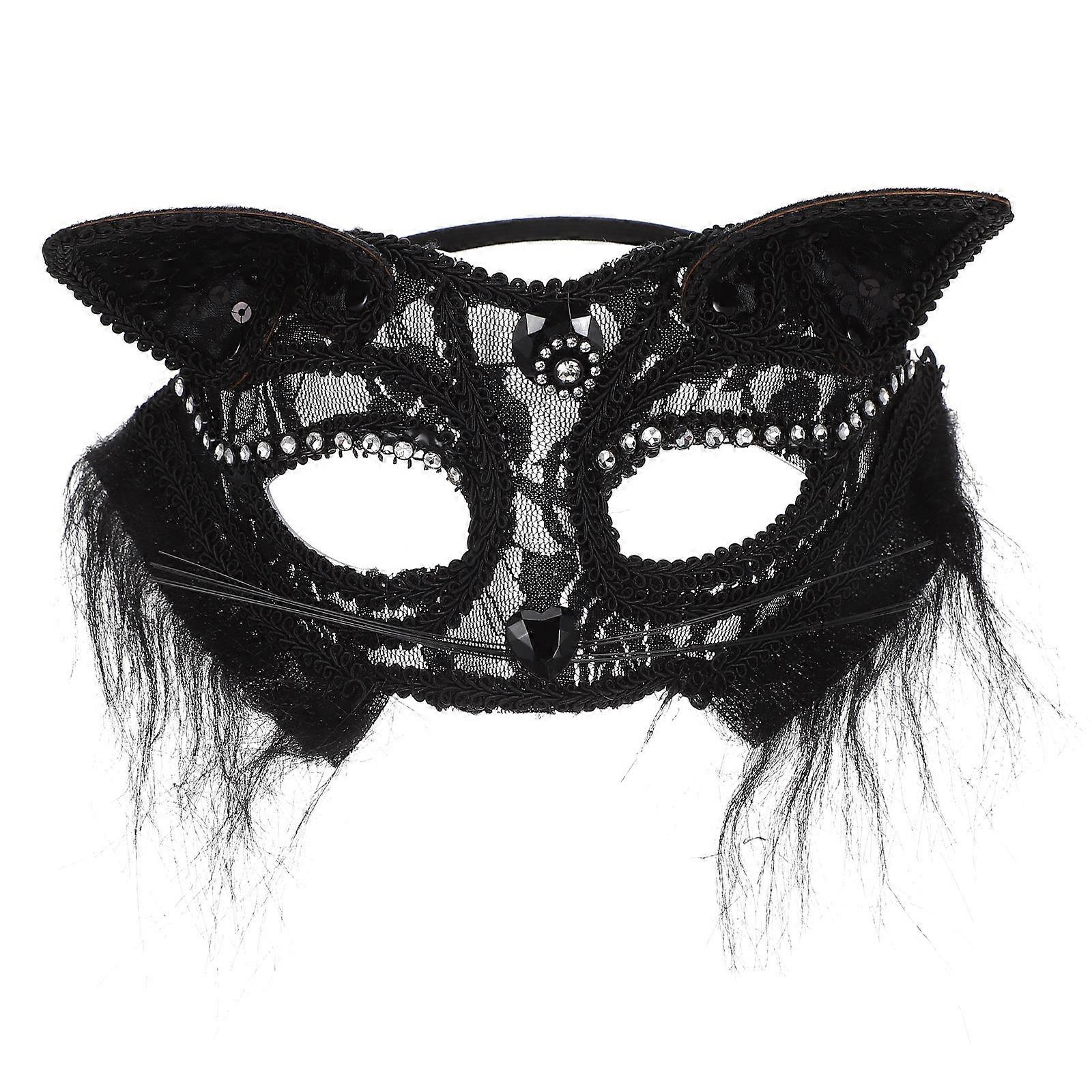 Cosplay Mask For Women'S Halloween Party With Half Face Coverage And Black Lace Design 1Pcs