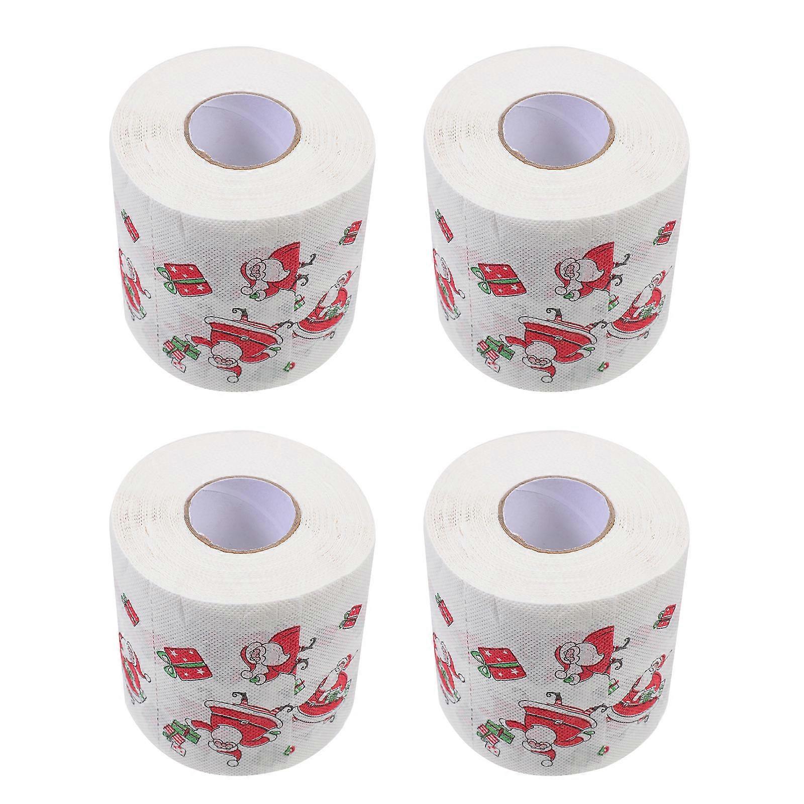 Christmas Toilet Tissue 4 Rolls Absorbent Toilet Paper Watermelon Red Square Shape Perfect For Dinner Party