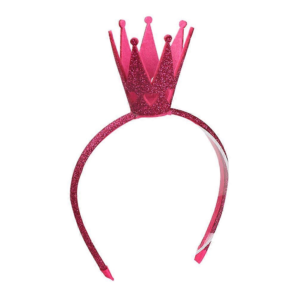 Rosy Crown Party Headdress for Kids with ABS and Non Woven Fabric Lightweight and Firm Fit 3D Glitter Design