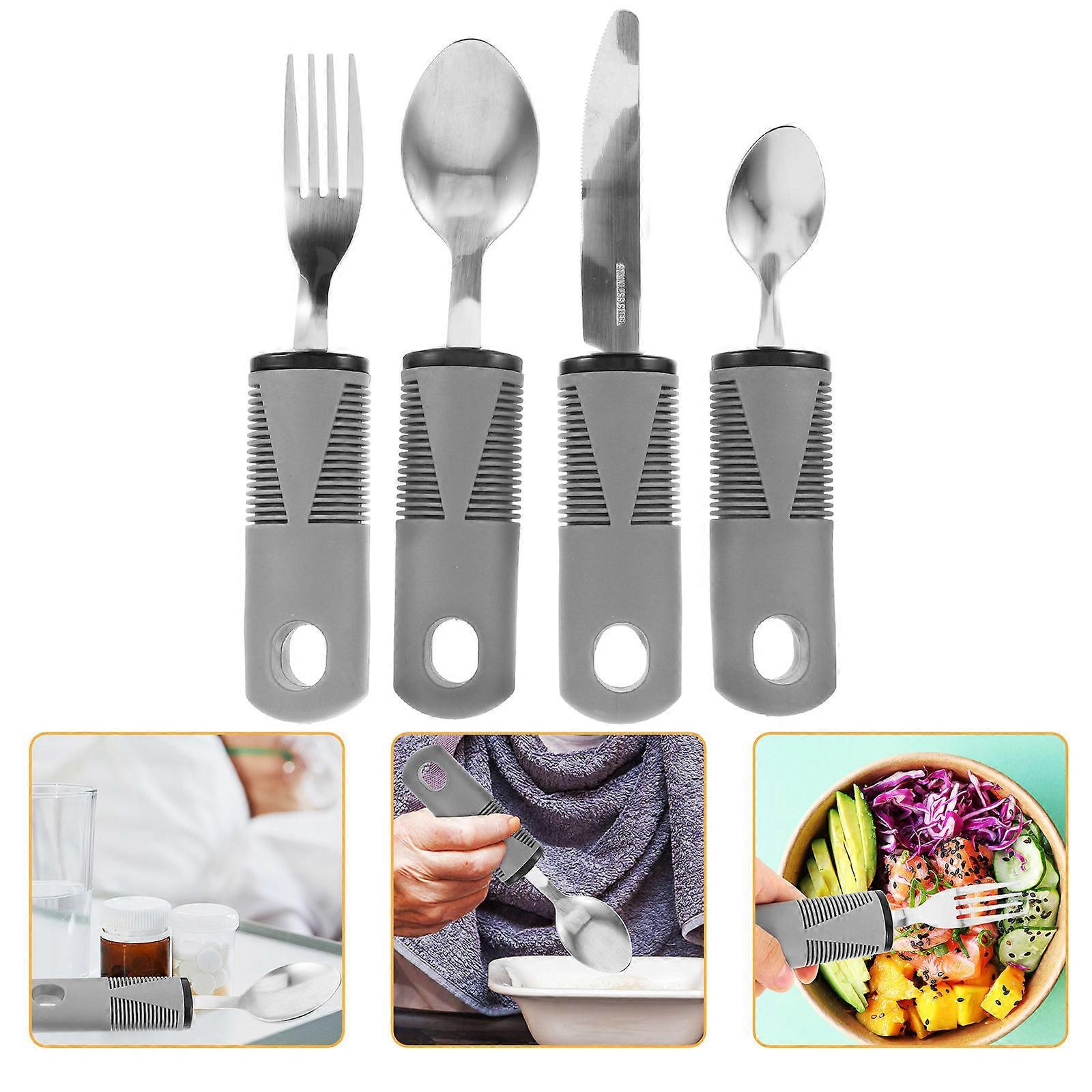 Anti-Shake Tableware For Disabled Designed Ergonomically Useful For Mealtime Grey 1 Set