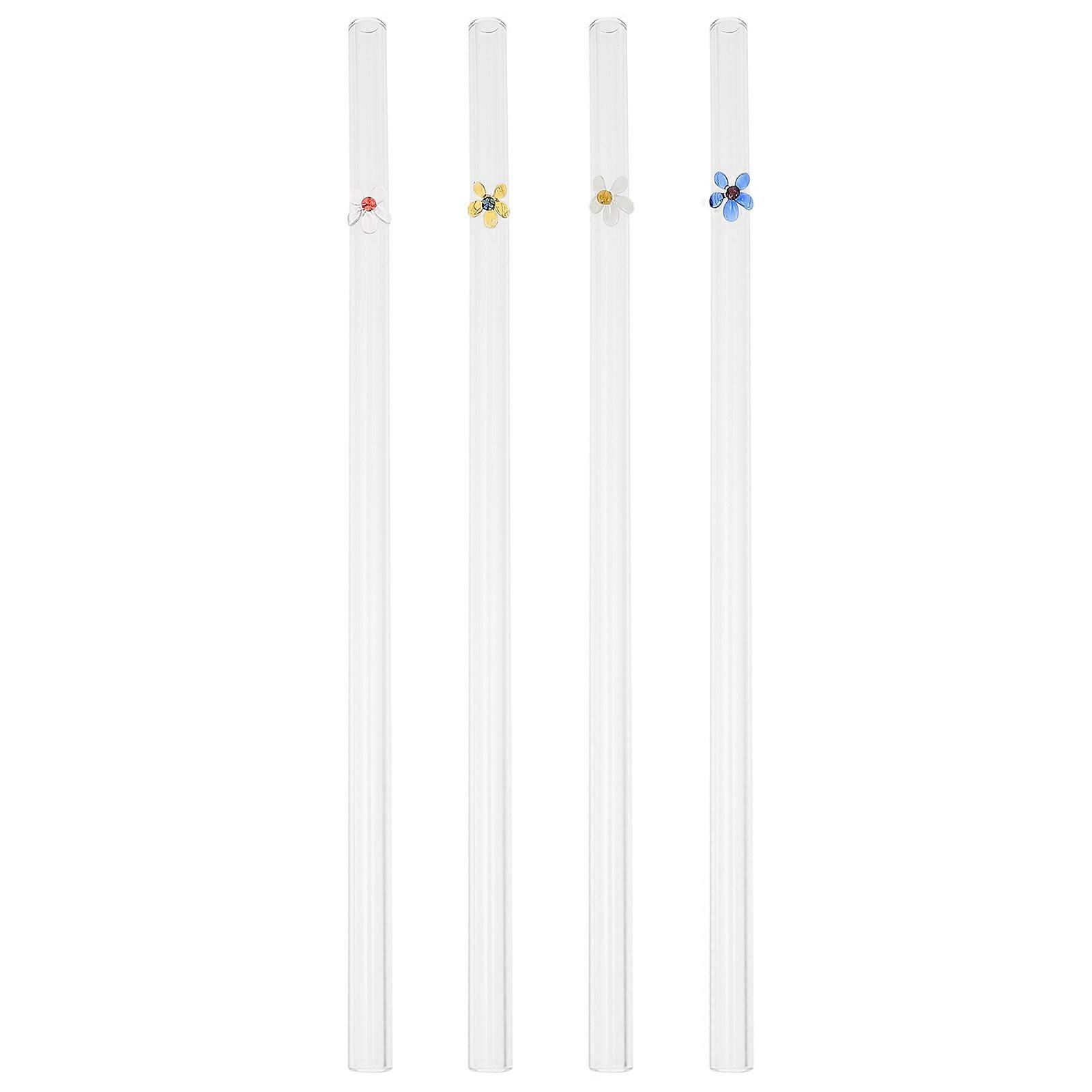 Clear Glass Straws For Juice Drinking In Assorted Color 21.5cm 4Pcs Ideal For Parties