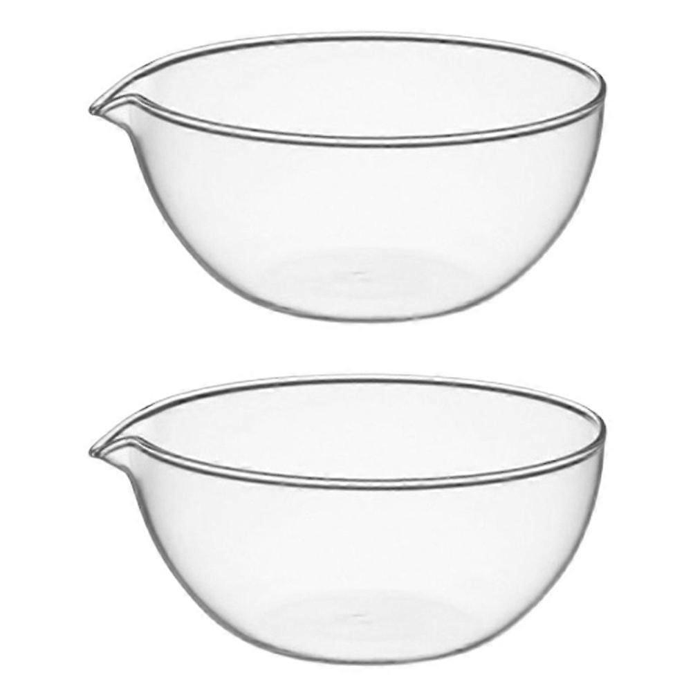 Clear Glass Salad Bowl 2Pcs Food Storage Featuring Smooth Rim Perfect For Baking And Cooking