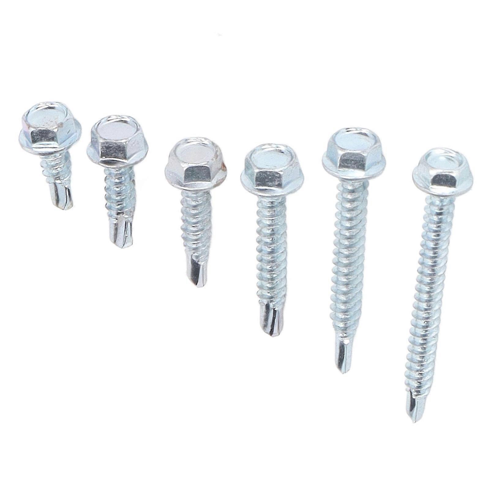 110Pcs Self Drilling Screw Hex Washer Head M4.2 6 Sizes Fastener Assortment Set Kit 