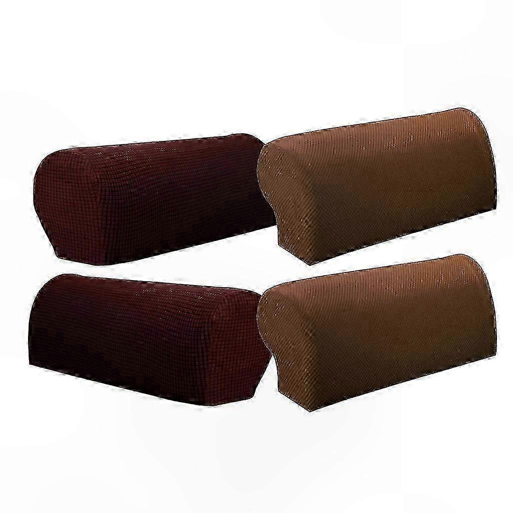 2-Pack Sofa Armrest Covers Armchair Protectors with Brown Pattern