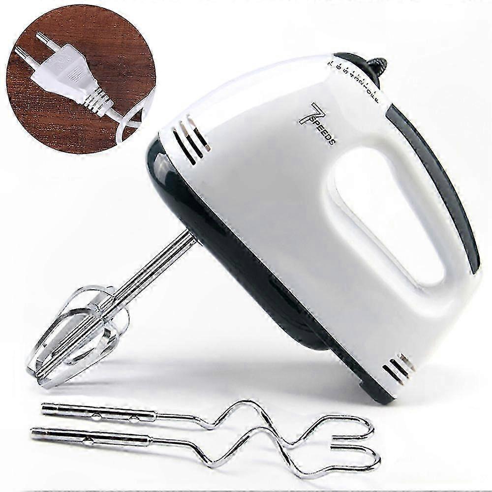 5-Speed Hand Mixer with Turbo Function, Quiet Operation, 2 Dough Hooks, 2 Whisk Beaters, 450W, White/Black