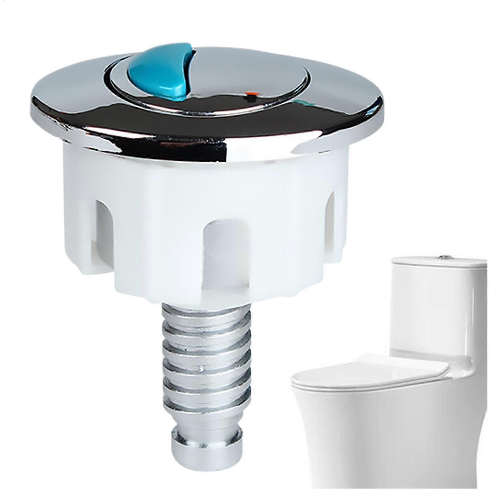 Dual Flush Toilet Push Button Replacement, Round Chrome Flush Button with Wire Control