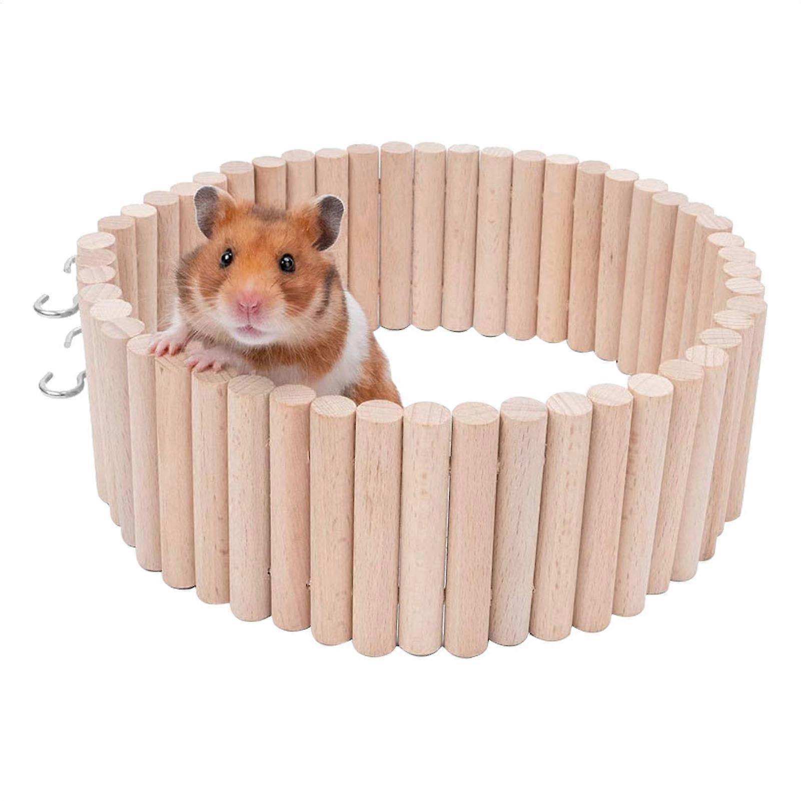 Hamster Wooden Climbing Ladder and Chew Toy 2-in-1 for Mouse Chinchilla Gerbil Cage 40x8cm
