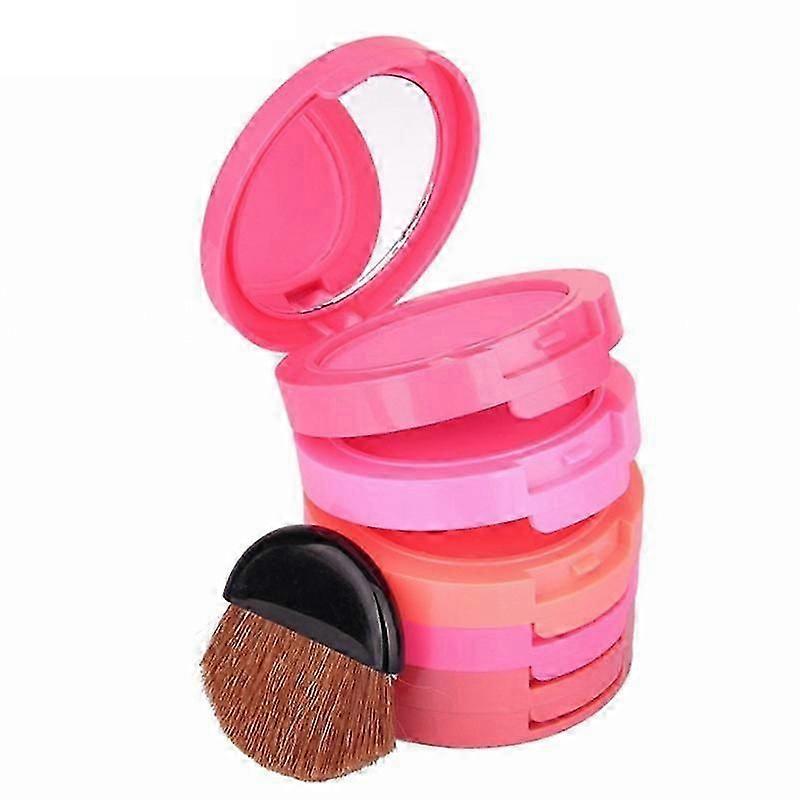 Music Flower 5-In-1 Waterproof Blush 5-Color Blusher Palette with Brush Mirror Liquid Blush Peach