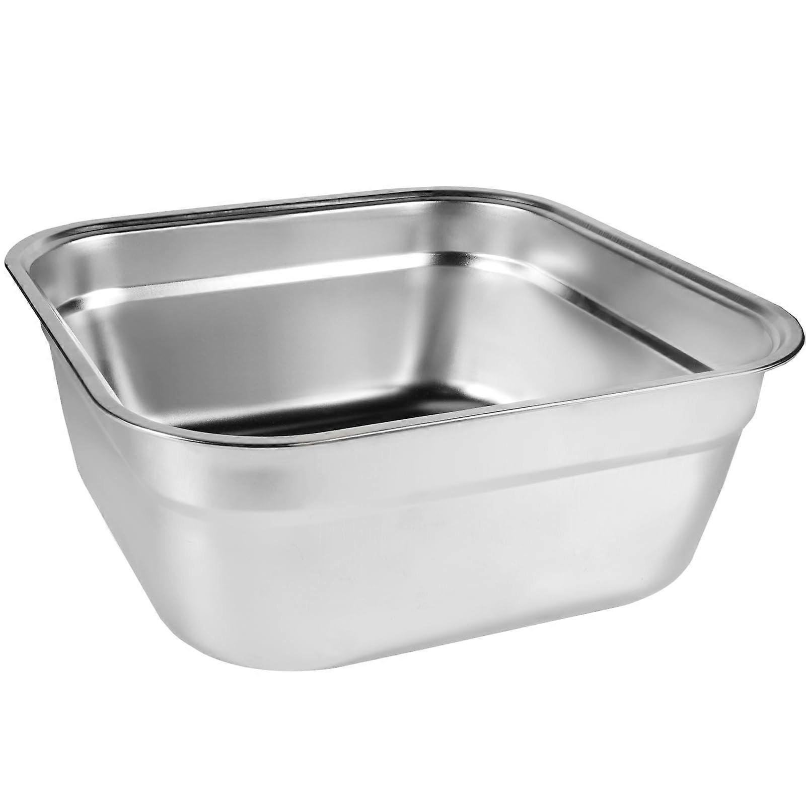 10 Litre Washing Up Bowl Stainless Steel Large Square Kitchen Container Versatile Sink Washing Basin Mixing Bowl (L)