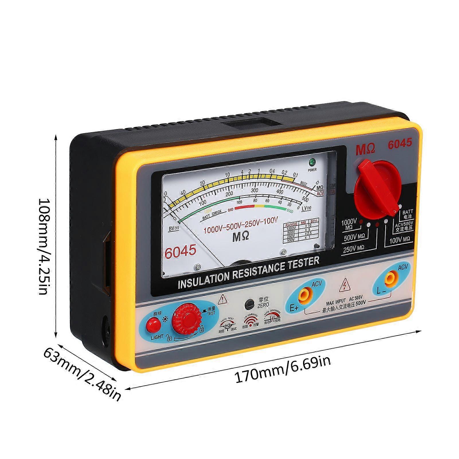 Insulation Resistance Meter Digital Ohmmeter Handheld Insulation Tester Megameter 0-2000M 100V/250V/500V/1000V High Accuracy Megohmmeter Insulation M