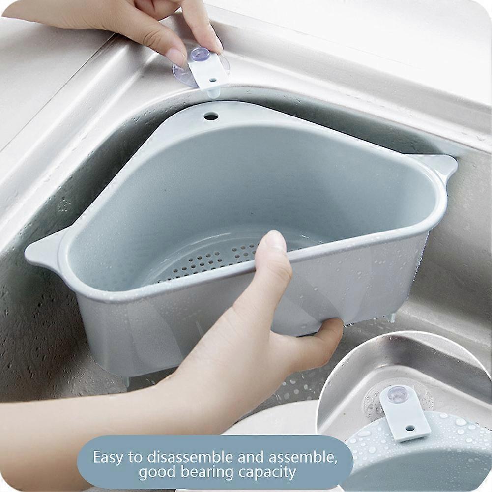 2Pcs Blue Triangular Kitchen Sink Corner Draining Rack 26x14x9cm