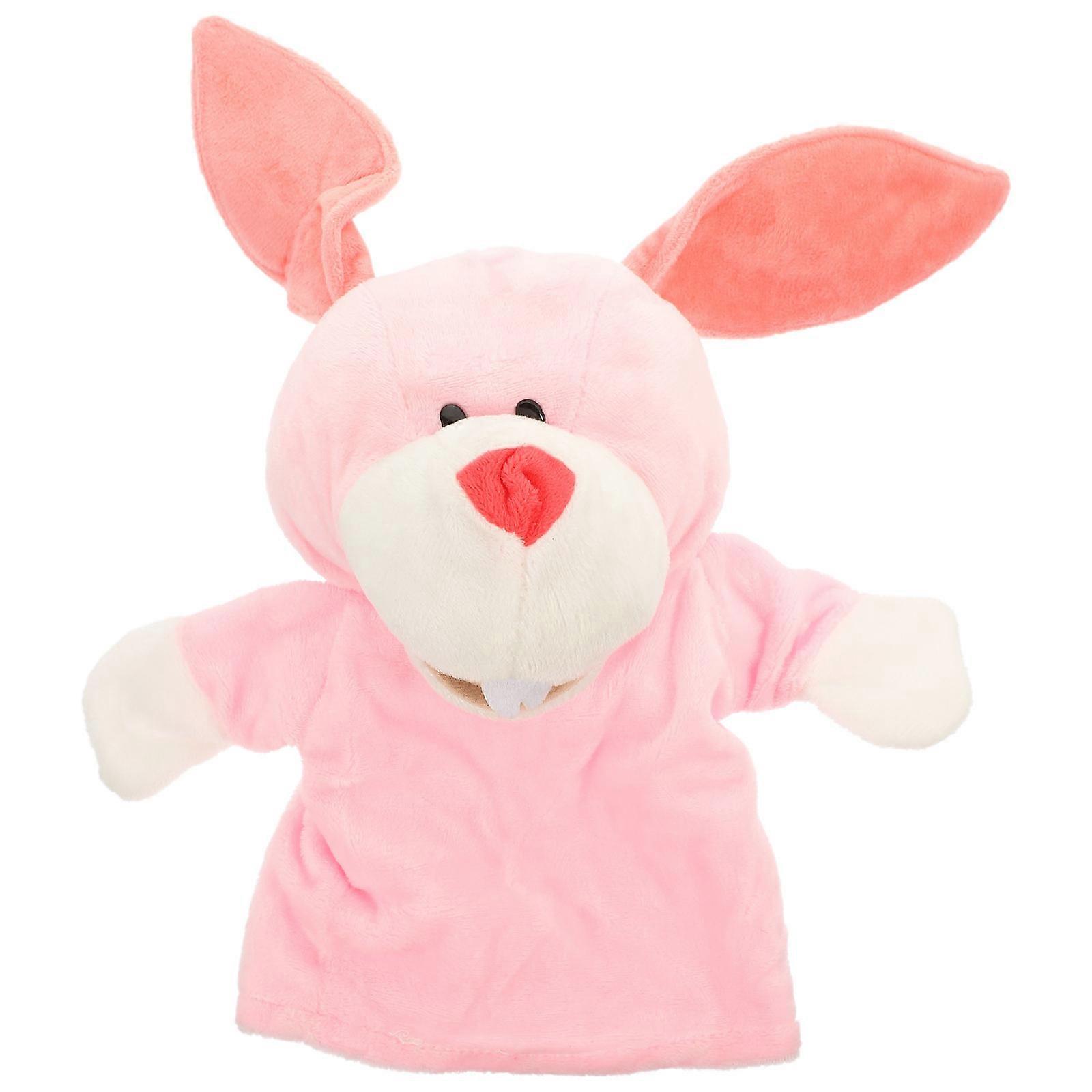 Bunny Shape Stuffed Animal Hand Puppet for Kids Plush Material Imagination Development 1Set