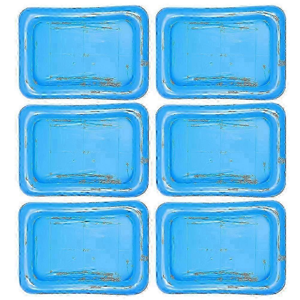 6Pcs Transparent Blue Inflatable Ice Food Serving Trays for Parties & Events (60x45x13cm)