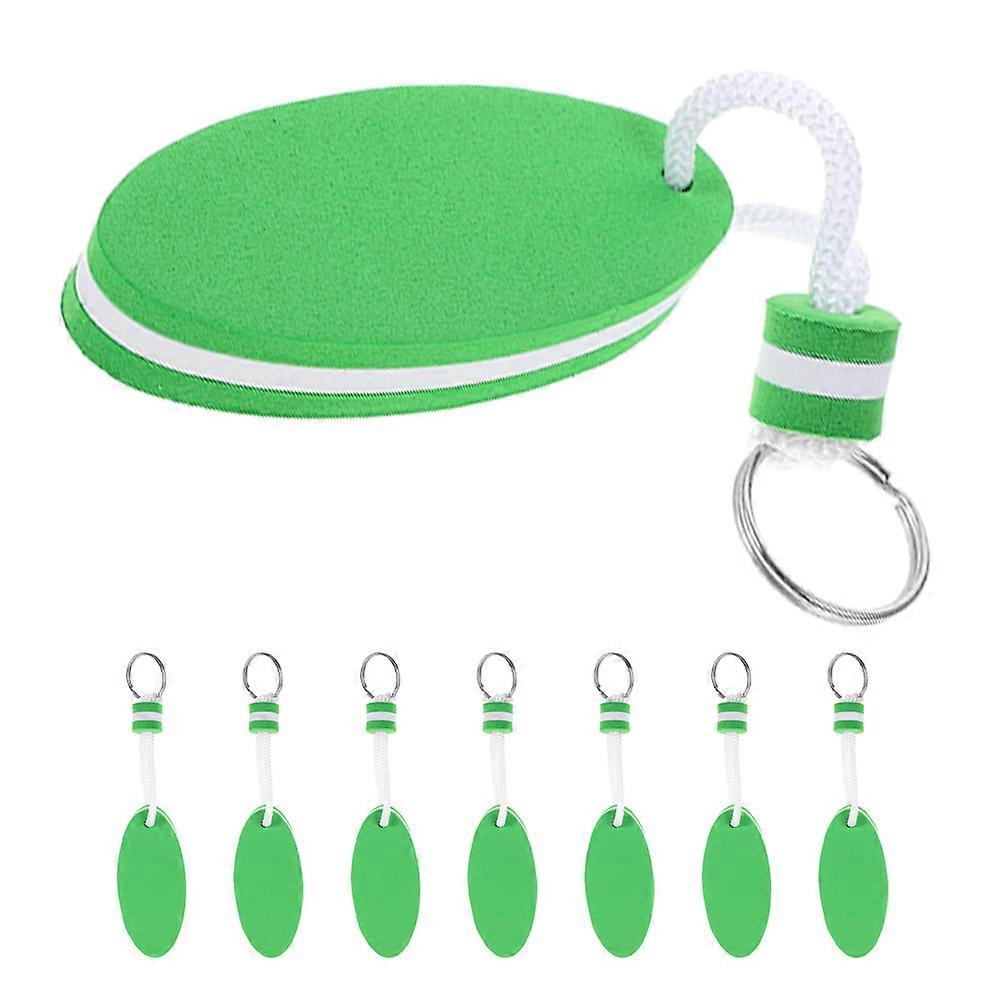8pcs Floating EVA Foam Oval Keychains for Boating, Kayaking, Surfing, and Fishing – High Buoyancy, Bright Green Visibility, Secure Key Rings for
