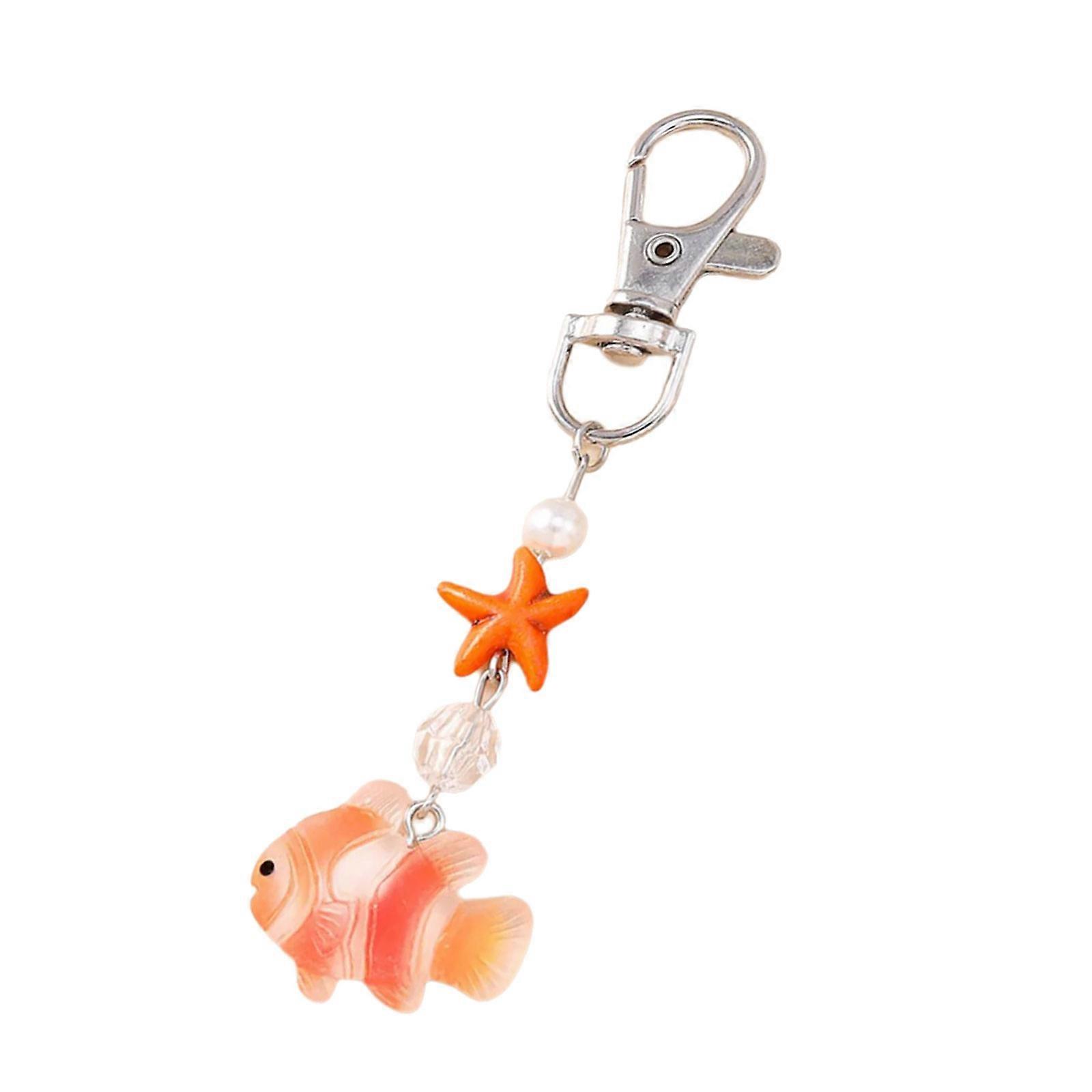 Marine Style Keyring Decorative Starfish Clownfish Carabiner Resin Crafted Keychain For Travel Enthusiasts Multicolor
