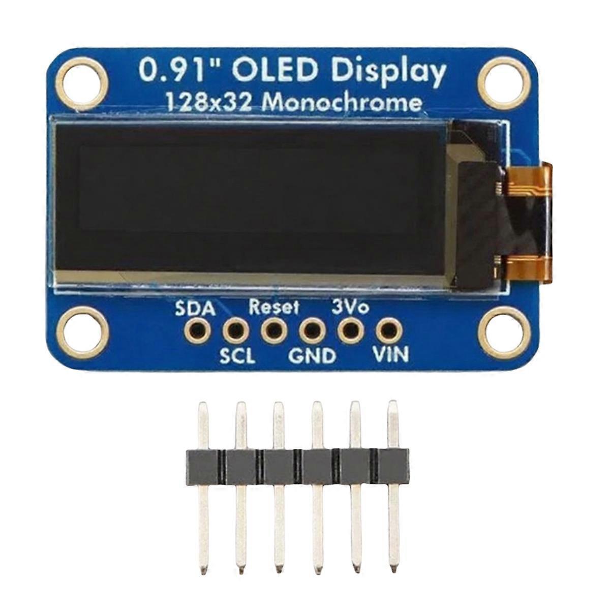 0.91 Inch OLED Display Module 128x32 Monochrome I2C-STEMMA QT/QWIIC LCD Screen DIY Module