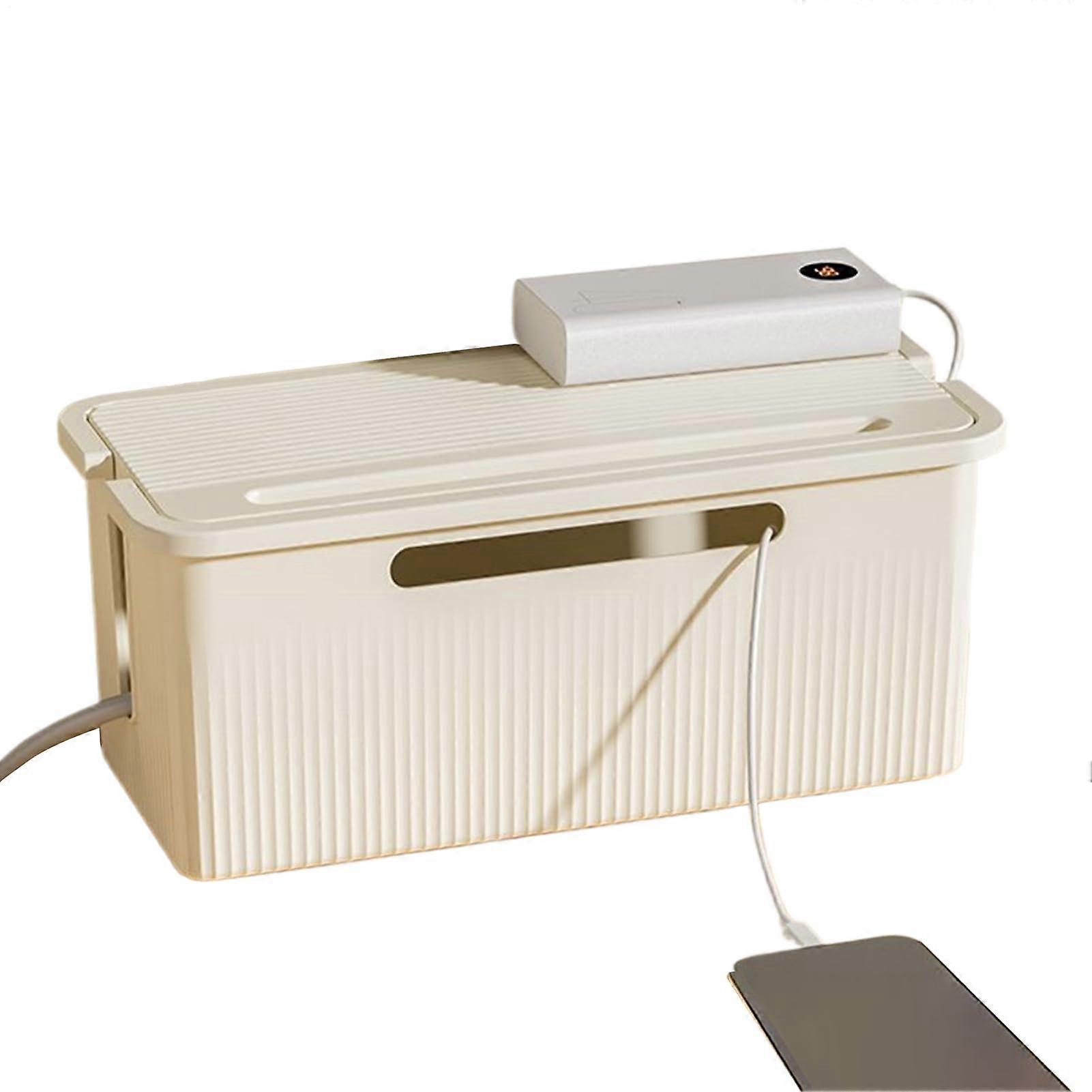 Cable Management Box with Dustproof Lid - Cable Organizer for Home Office, Large Size, Plastic Material, Multi-Device Compatibility