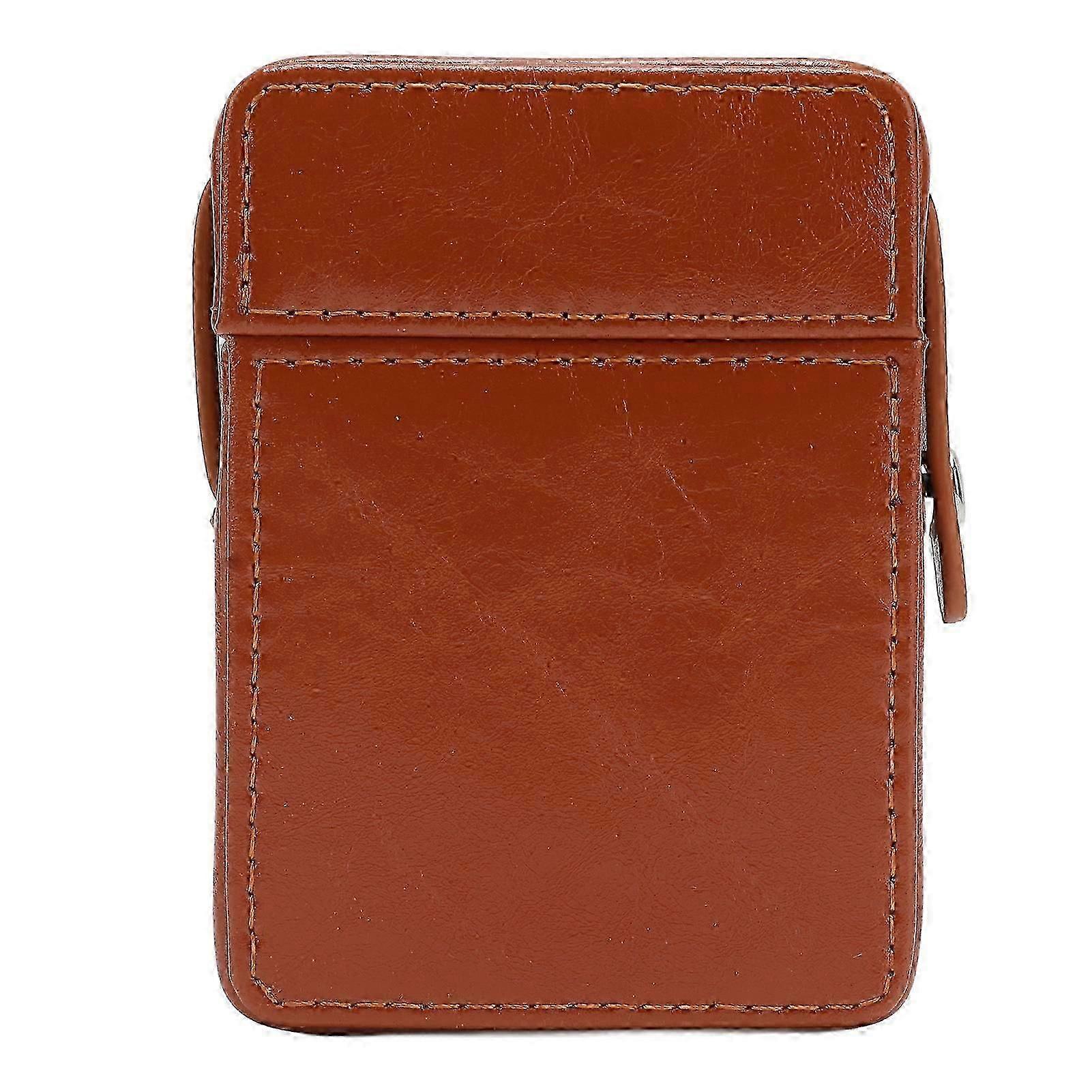 PU Leather Cigarette Case 20pcs Capacity Pressure Resistant Portable Men Cigarette Lighter Cigarette Case for Men Apricot