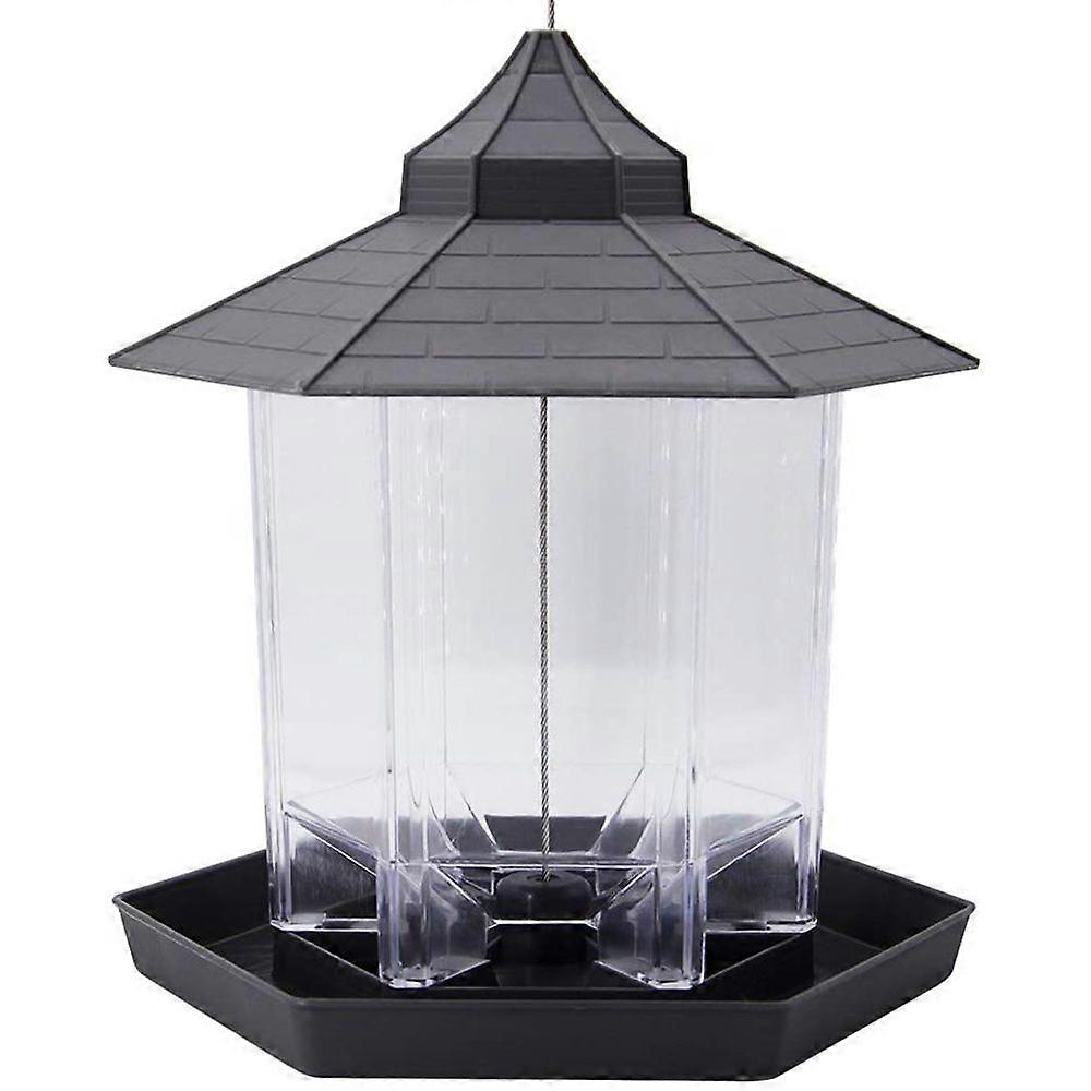 Bird , Hexagon with Roof Hanging Bird for Garden Yard Decoration (Grey)