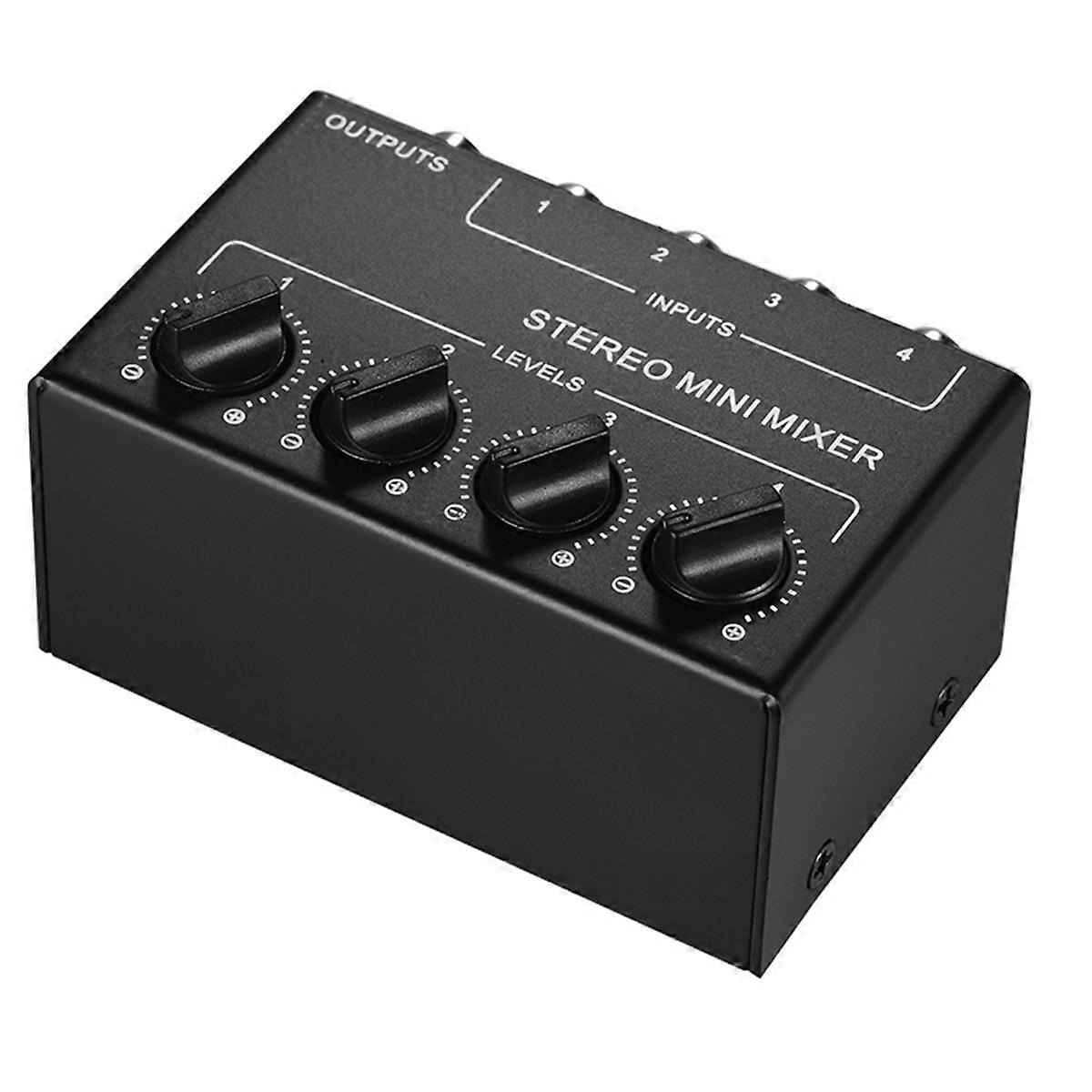 Audio Mixer Mini Stereo 4-Channel Passive Mixer Microphone Multi-Channel 1 in 4 Out Stereo Splitter for Studio