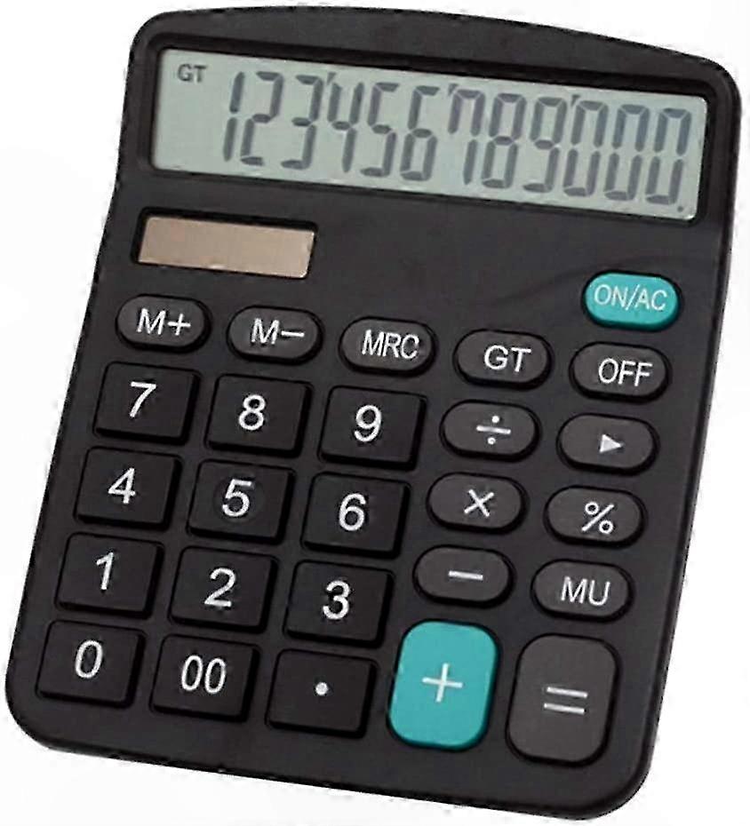 Dual Power Calculator with 12-Digit Display and Solar Battery Operation